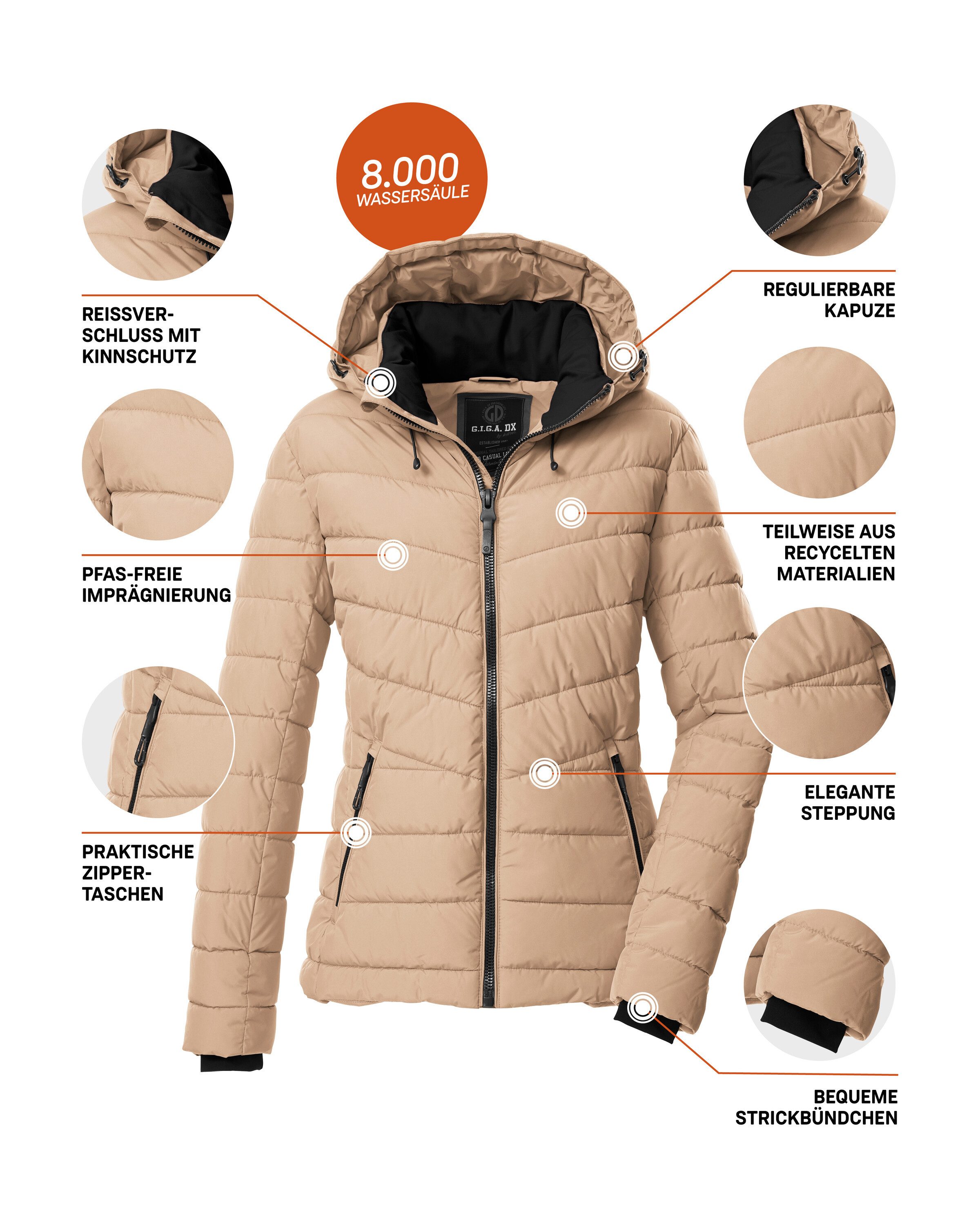 G.I.G.A. DX by killtec Steppjacke GW 32 WMN QLTD JCKT Elegante Damenjacke, wasserabweisend, atmungsaktiv, abnehmbare Kapuze – Bild 5 von 5