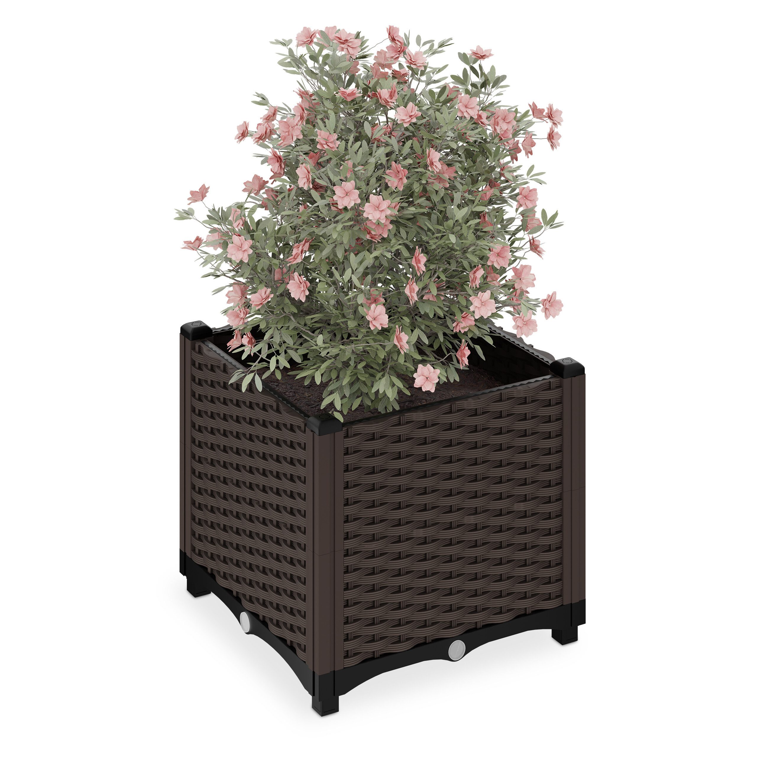 relaxdays Pflanzkübel in Rattan-Optik (1 St), braun, 40x40x38 cm