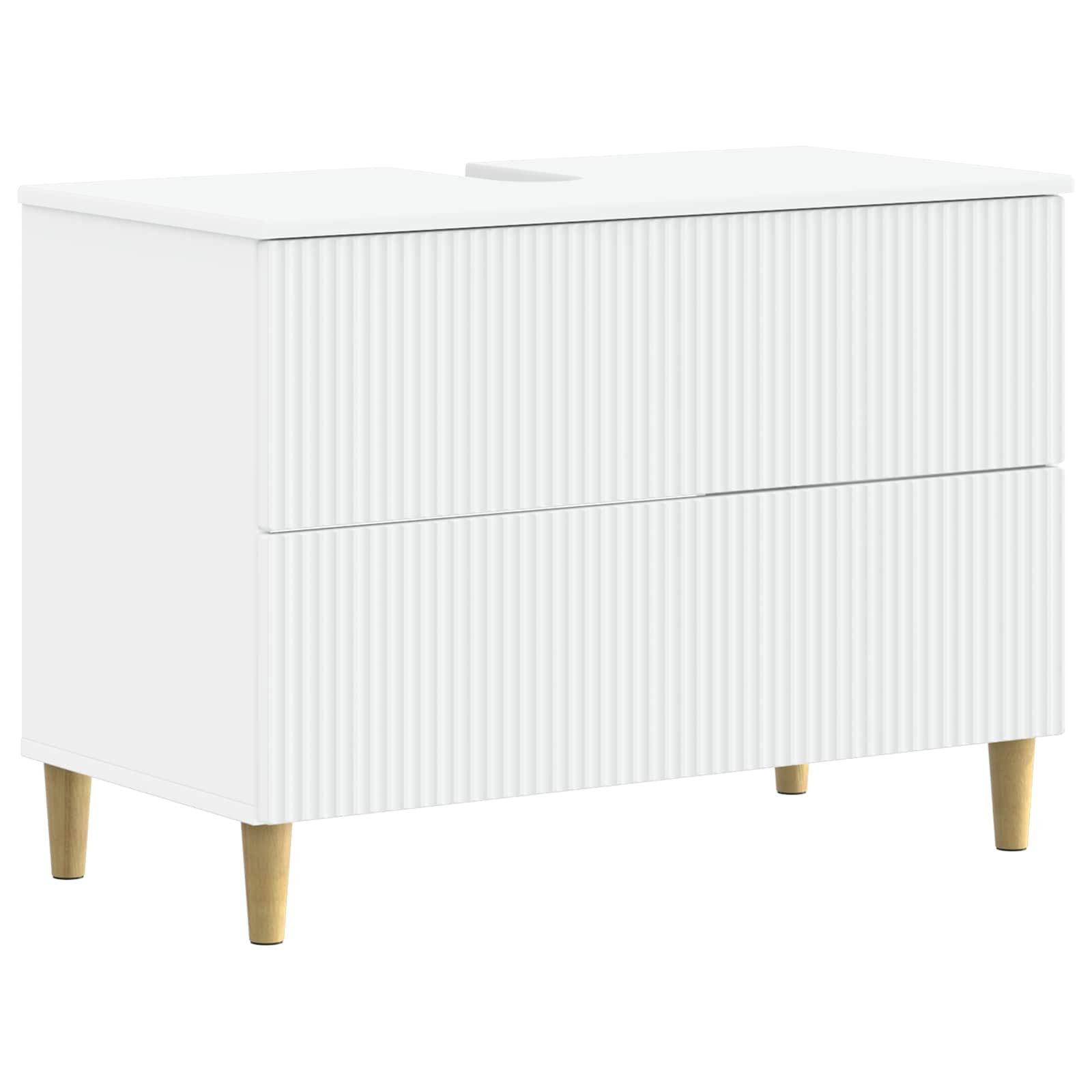 vidaXL Badezimmer-Set Waschbeckenschrank ARNHEM Weiß 82 x 41 x 59 cm Holzwerkstoff