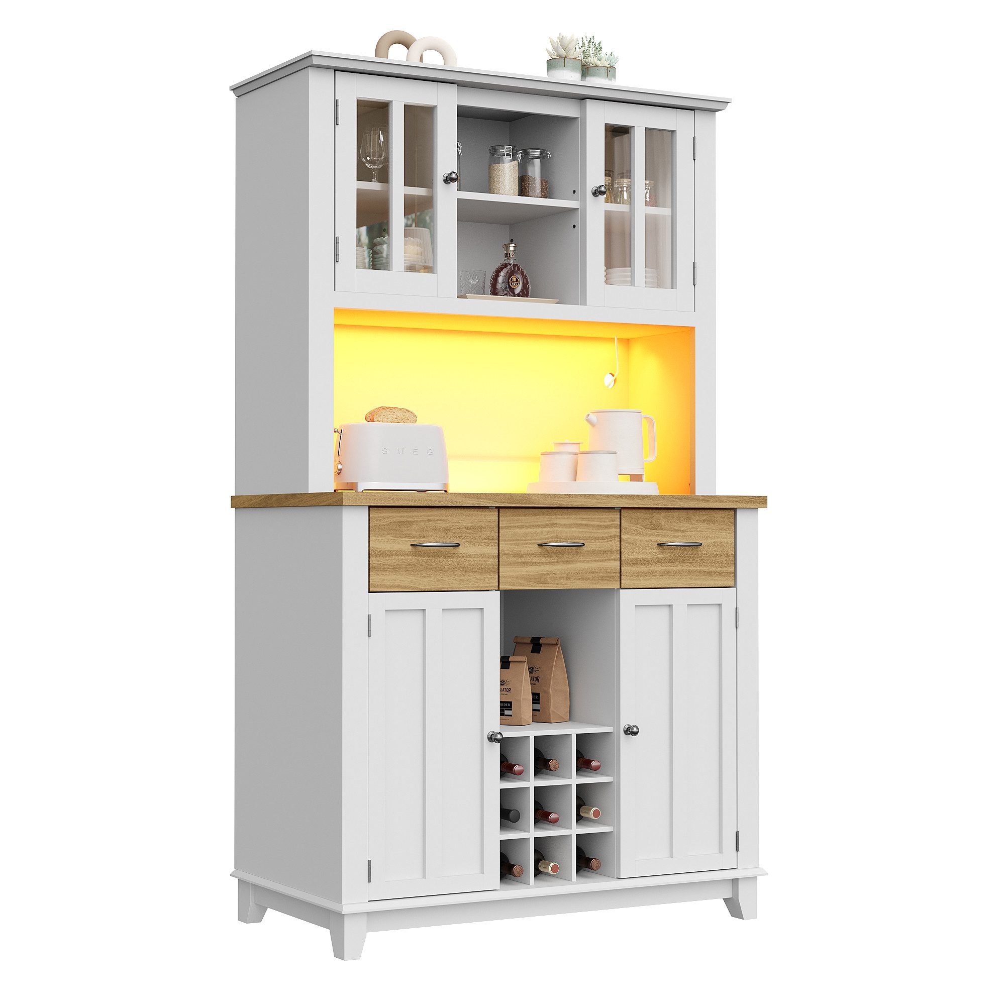 Gotagee Sideboard Küchenschrank Hochschrank Vitrinenschrank mit günstig online kaufen