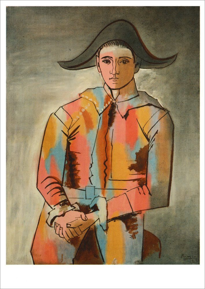 Postkarte Kunstkarte Pablo Picasso "Arlequin, les mains croisées"