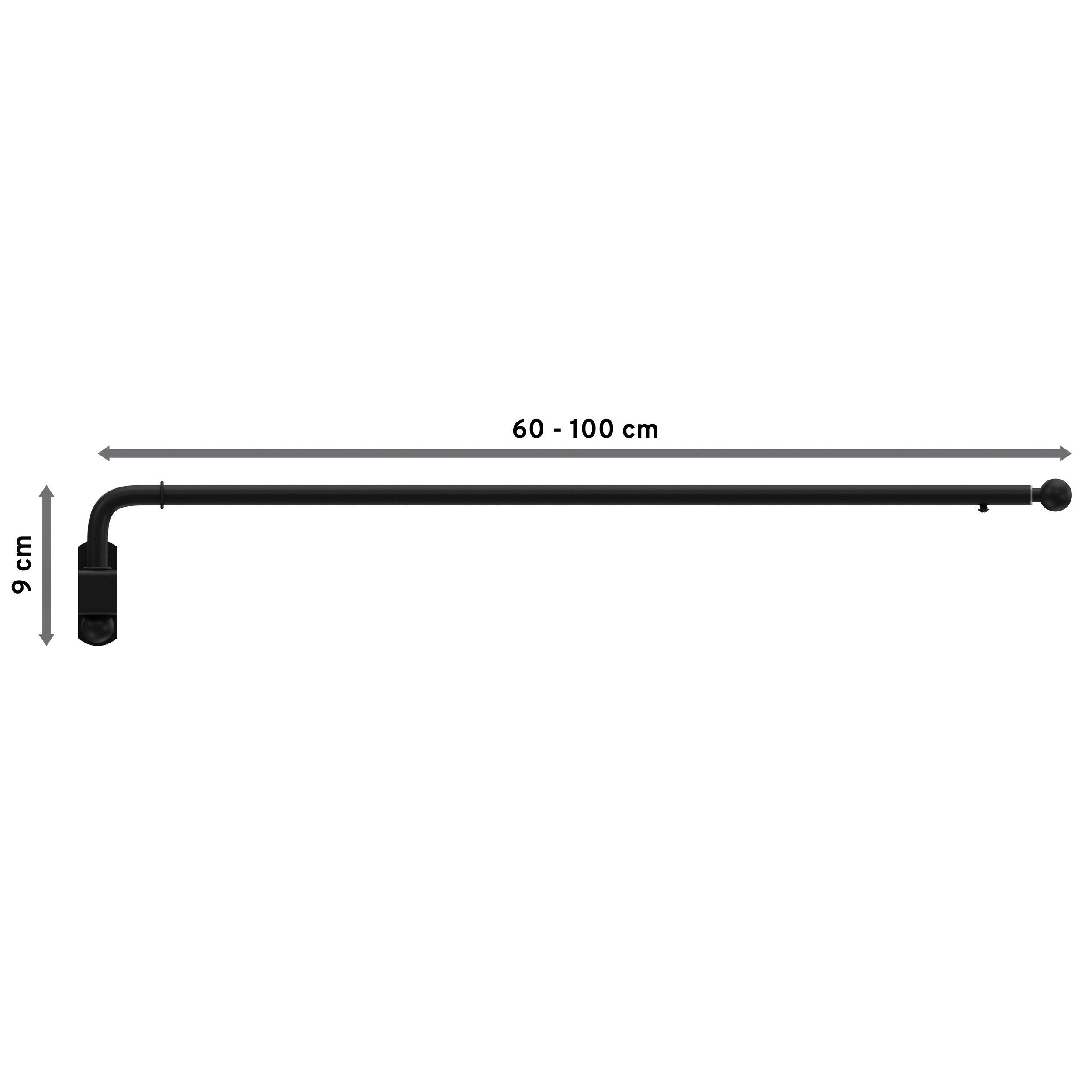 INTERDECO Schwenkstange Cassina, ausziehbar, Wandmontage, Metall, Schwarz, 2 Stk / Packung, 13/9