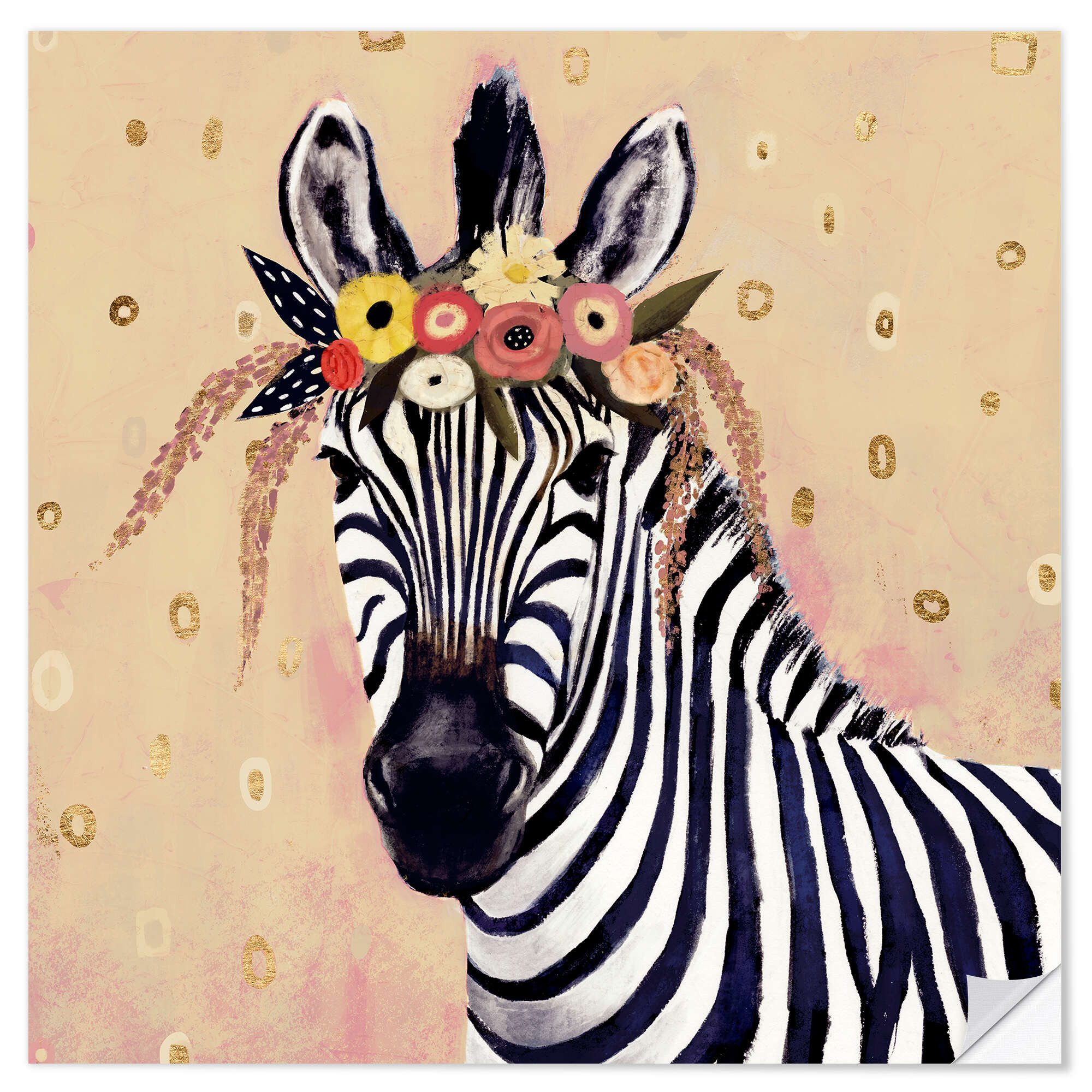 Posterlounge Wandfolie Victoria Borges, Klimt Zebra, Kinderzimmer Malerei