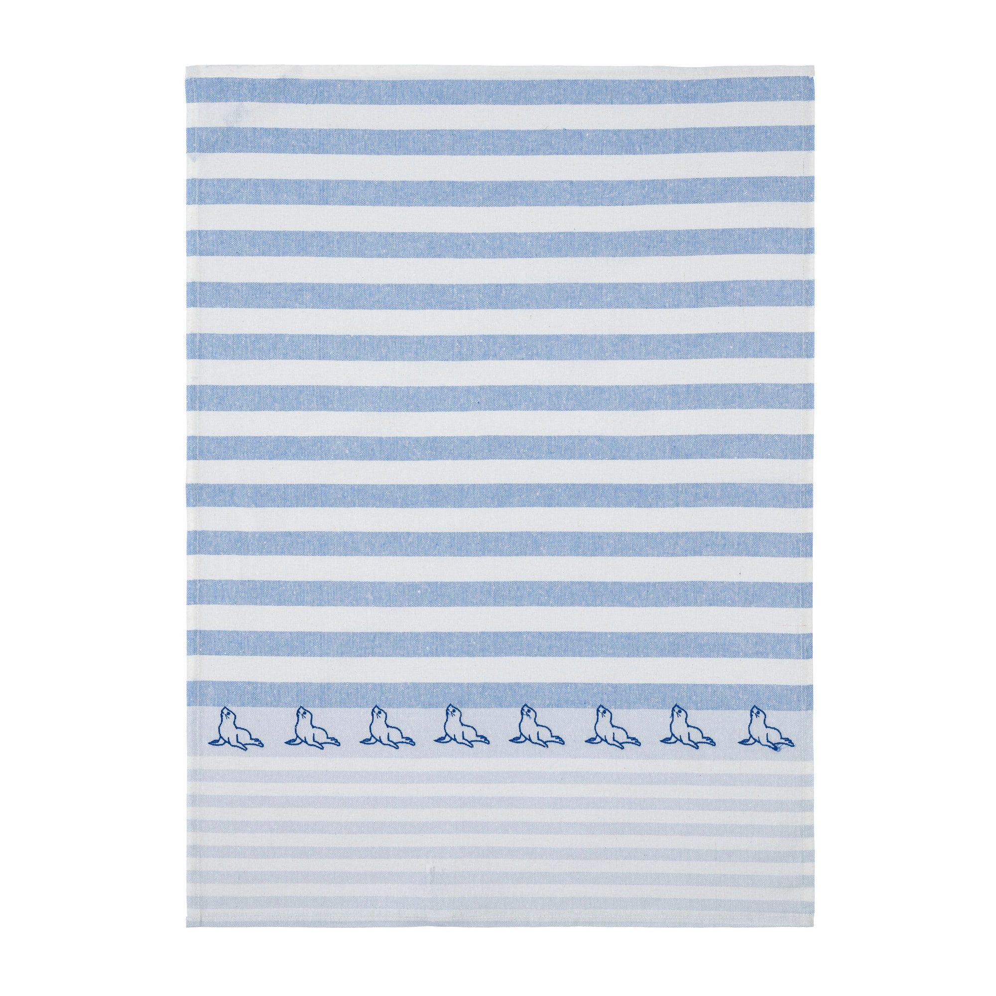 Grubentuch Geschirrtuch von Grubentuch aus der Mare Kollektion - Heuler, Motiv bestickt, 55% Leinen, 45% Baumwolle