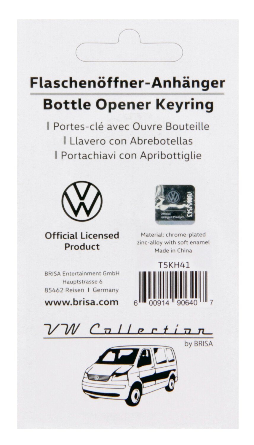 Bulli Schlüsselanhänger mit BRISA Weiß Design, Volkswagen Schlüsselring Collection Bus Flaschenöffner im by T5 VW Emailliert