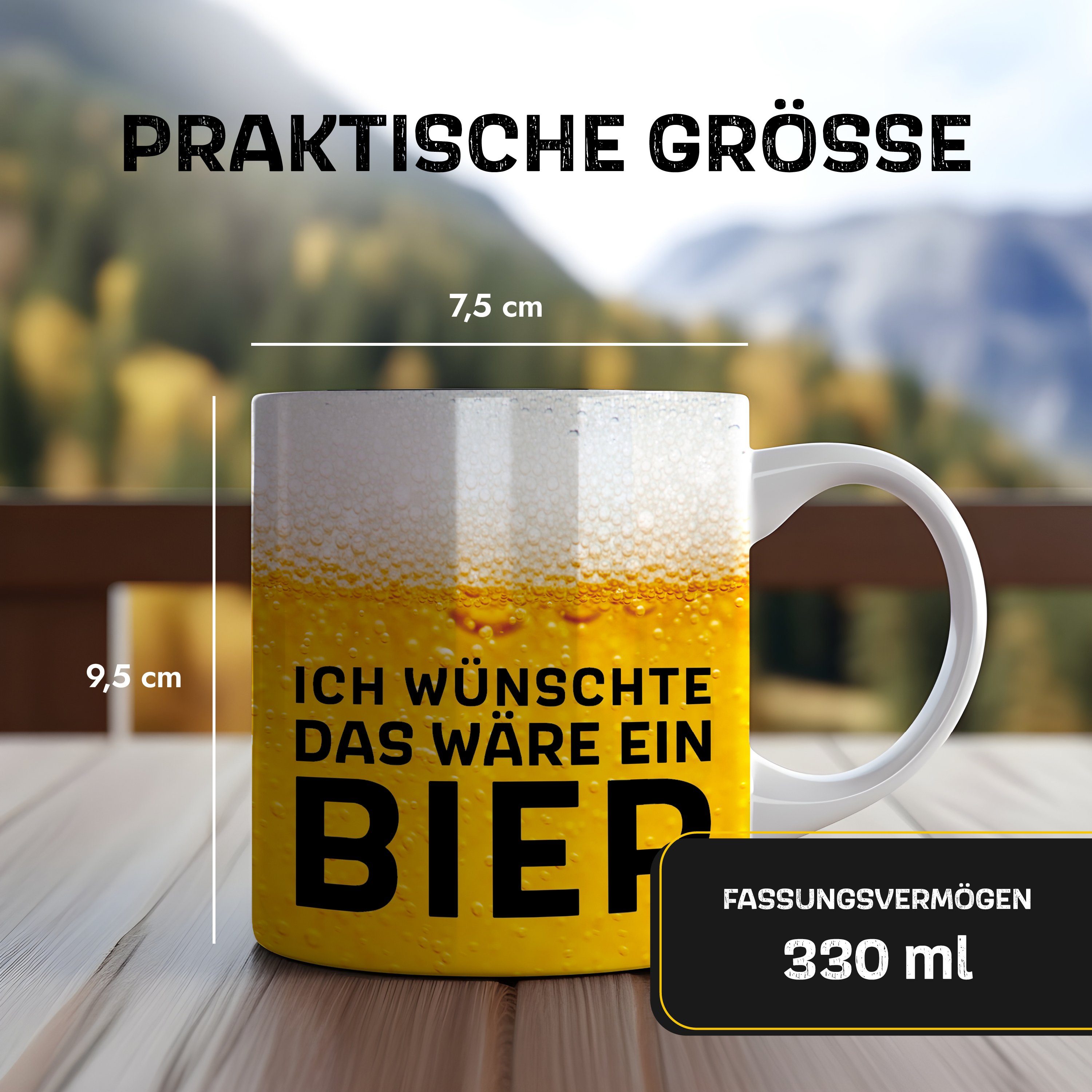 Amari Tasse Bier Tasse Ich wünschte das wäre ein Bier, 330 ml Geschenkbox, Keramik, Spruch, Rundumdruck, mit Geschenkbox – Bild 5 von 5