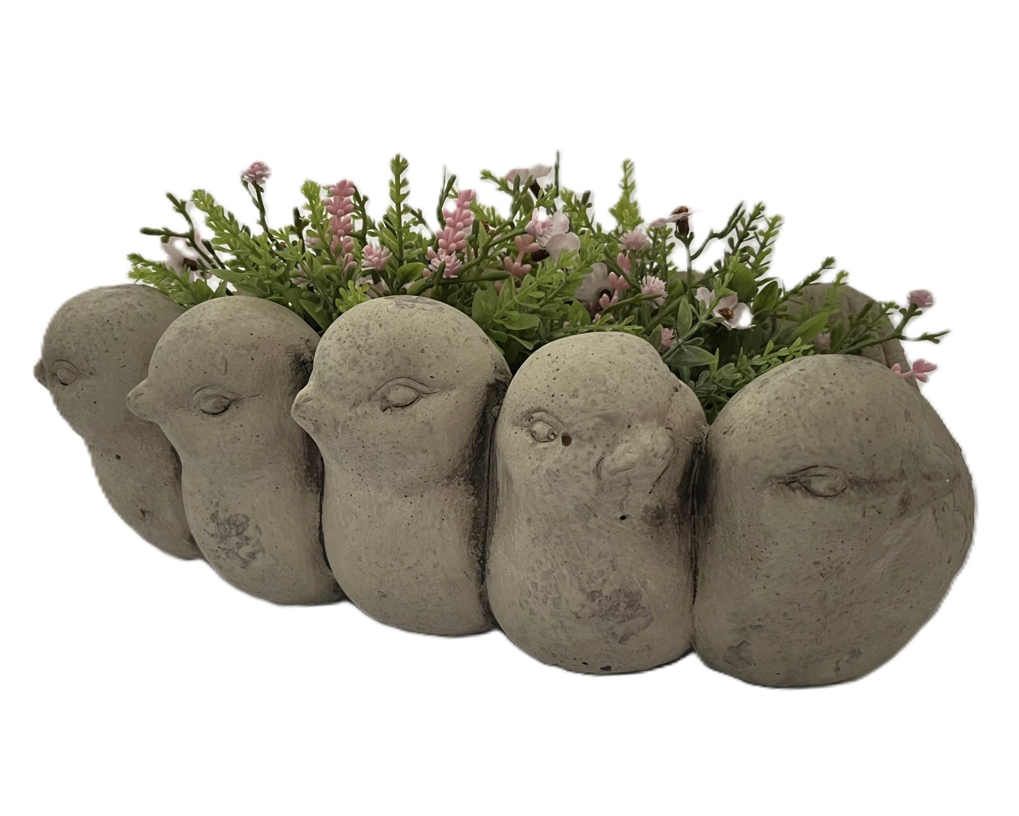 Clayre & Eef Pflanzschale Pflanzschale Übertopf Beton Grau Vogelmotiv Vintage 31 cm, Extra Schwer