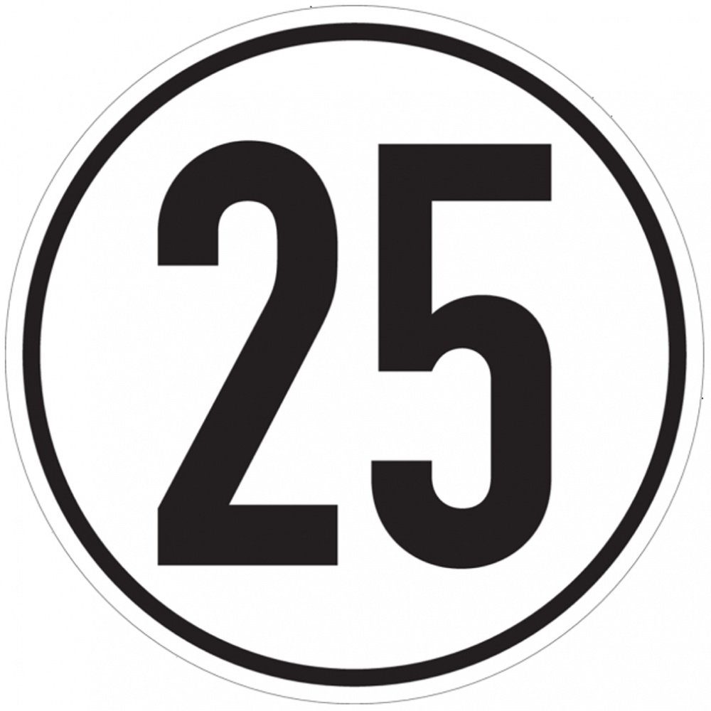 Dreifke Verkehrsschild Geschwindigkeitsschild "25" gemäß § 58 StVZO, Ø200mm, Folie/Aluminium