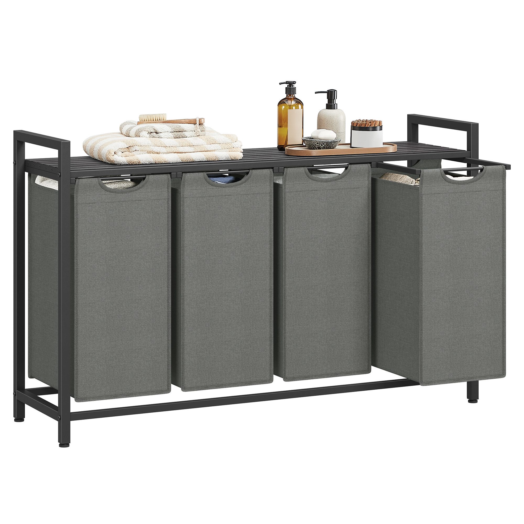 VASAGLE Wäschekorb, 4 Fächer, mit Ablage, ausziehbar abnehmbar, 4/5 x 40 L günstig online kaufen