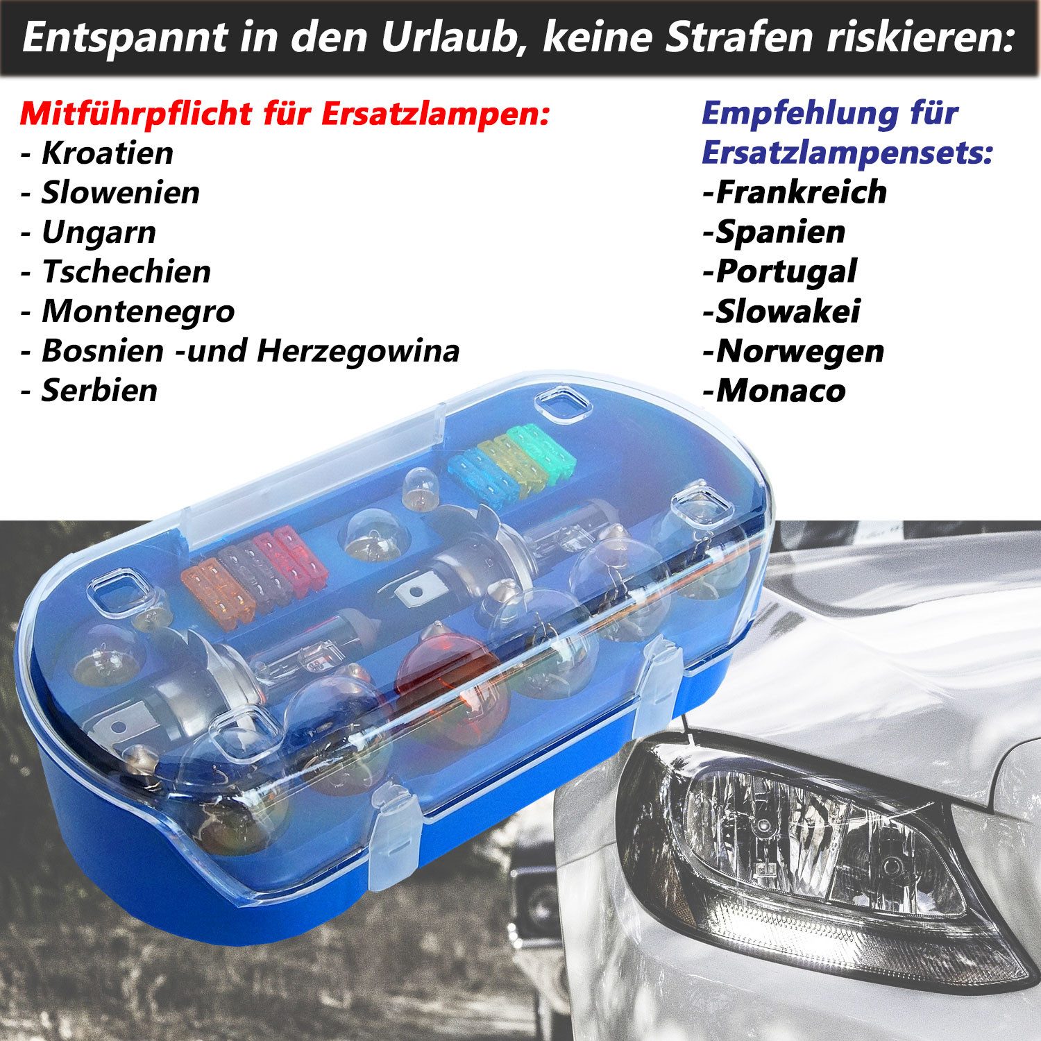 bemiX KFZ-Ersatzleuchte H4 Autolampen Set mit Sicherungen 30tlg PKW Ersatzlampenbox Auto Lampe, H4 PKW, P43t, Warmweiß, Autolampen 12 Volt – Bild 2 von 5