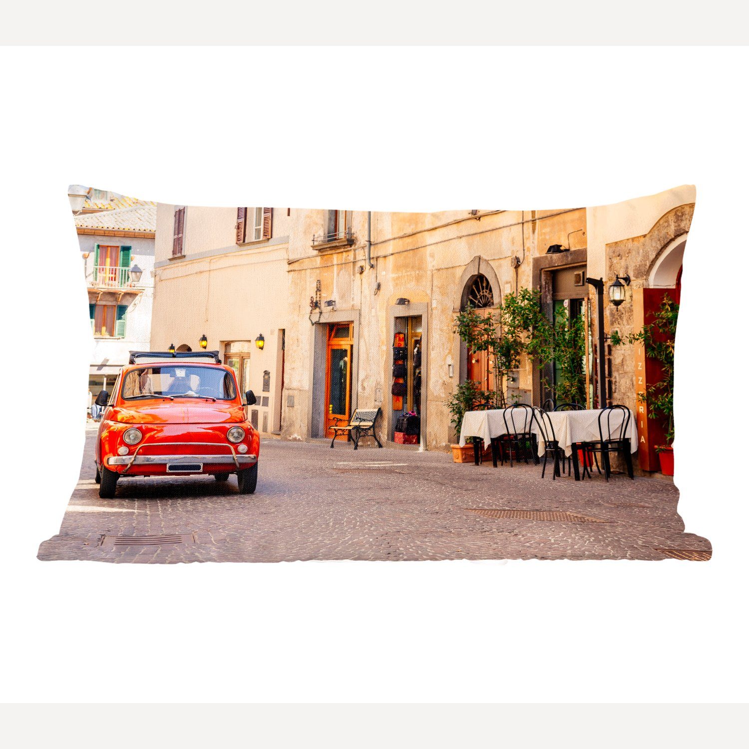 Straße Dekoration, - Füllung, - Italien Wohzimmer - Zierkissen, Oldtimer Auto, mit Dekokissen Dekokissen MuchoWow Schlafzimmer