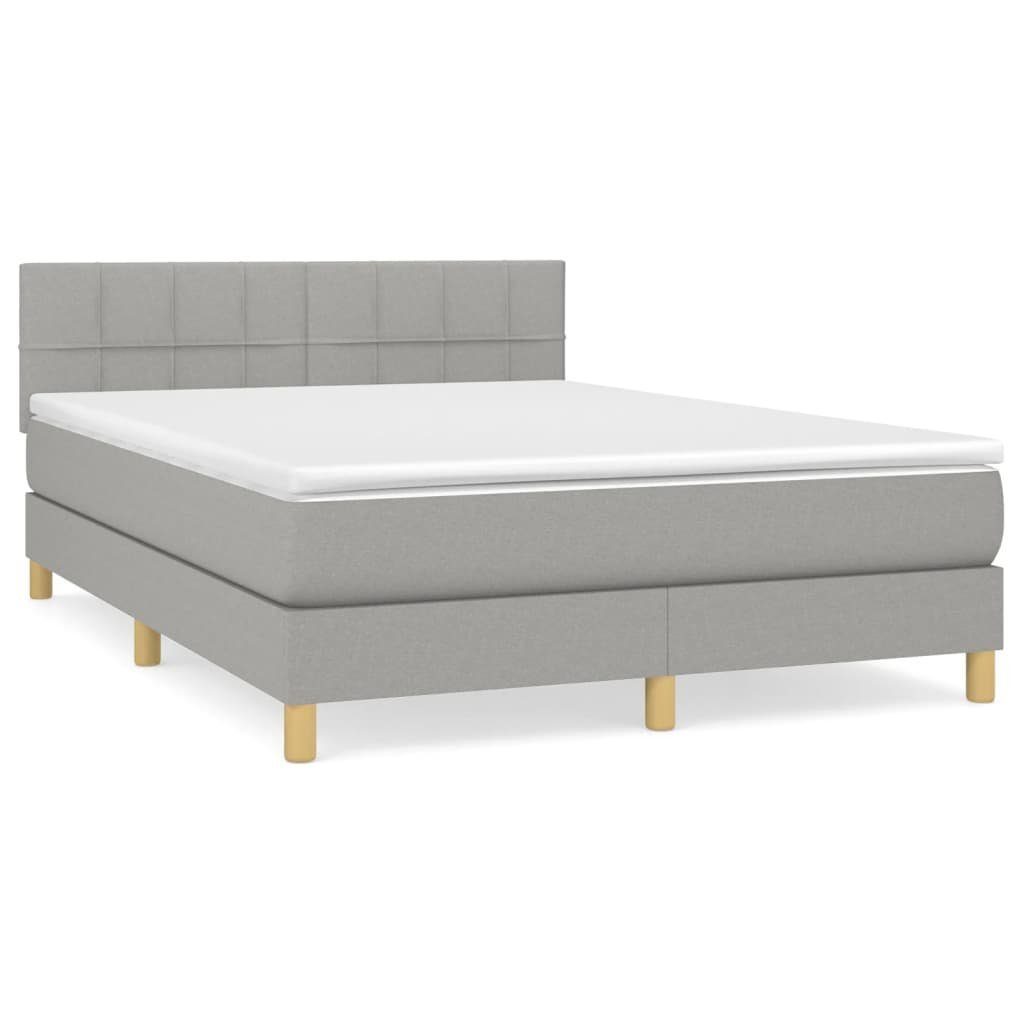 Boxspringbett 140 x 200 cm Boxspringbett mit Matratze Hellgrau 140x200 cm Stoff Bett