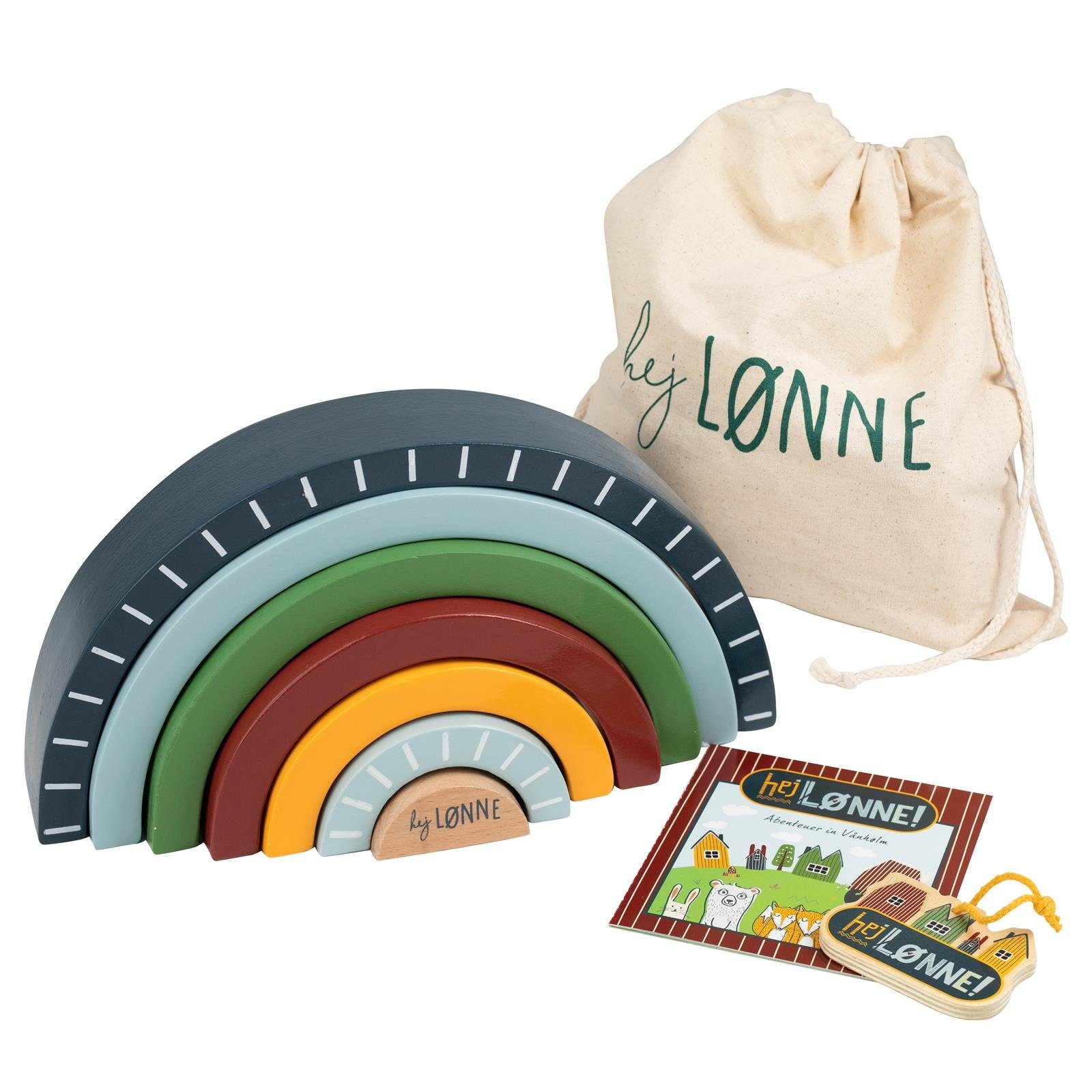 Hej Lønne Stapelspielzeug Holz-Regenbogen Kinder Spielzeug, Spielzeug zur Förderung von Motorik, Kreativität und Koordination