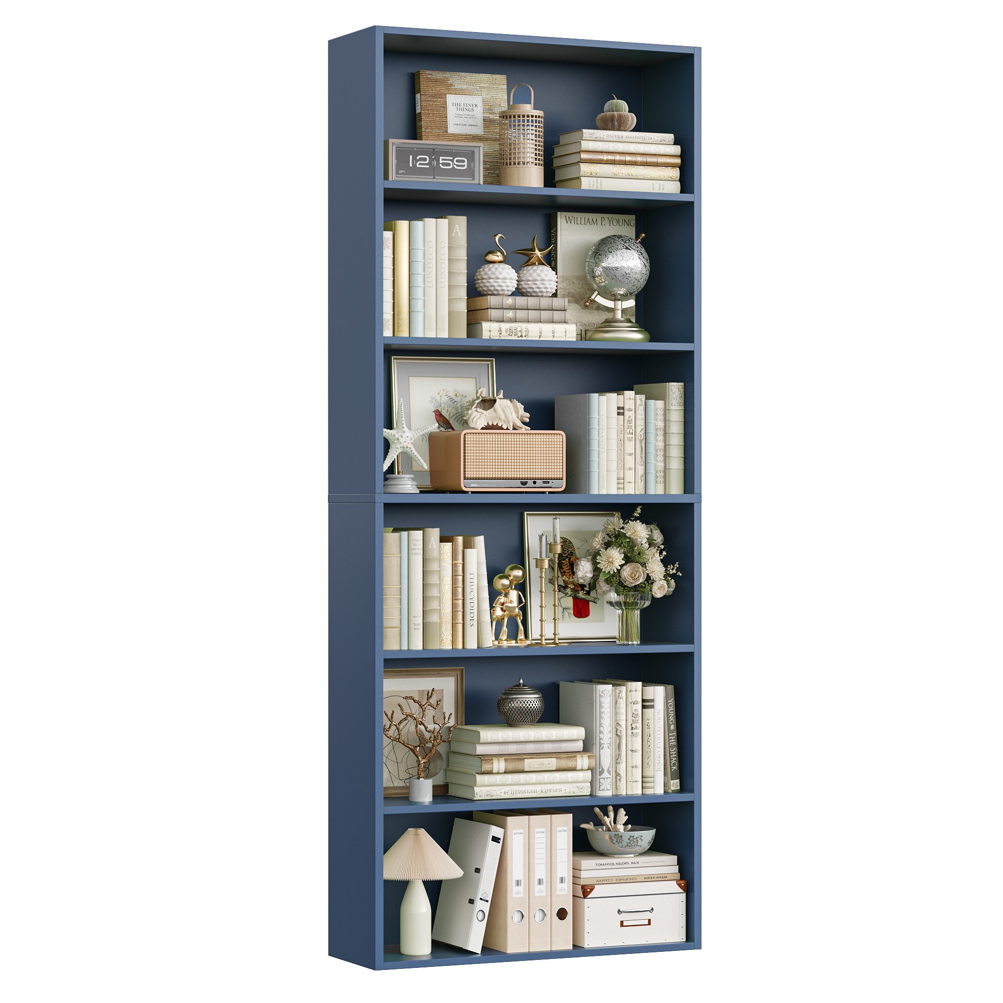 Homfa Bücherregal, Standregal Büroregal Raumteiler mit 6 Fächern Blau günstig online kaufen