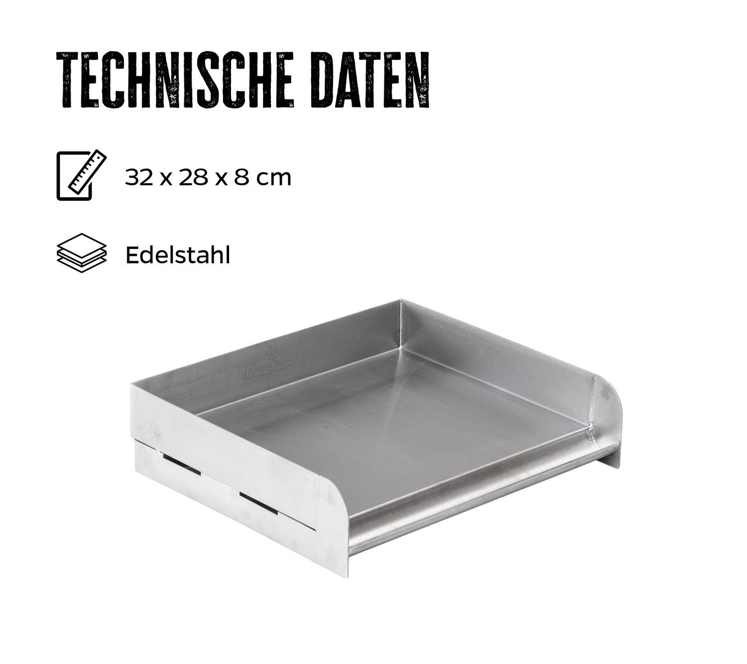 Grillfürst Grillplatte Grillfürst Edelstahl Plancha / Teppanyaki Pfanne - 32 x 28 cm