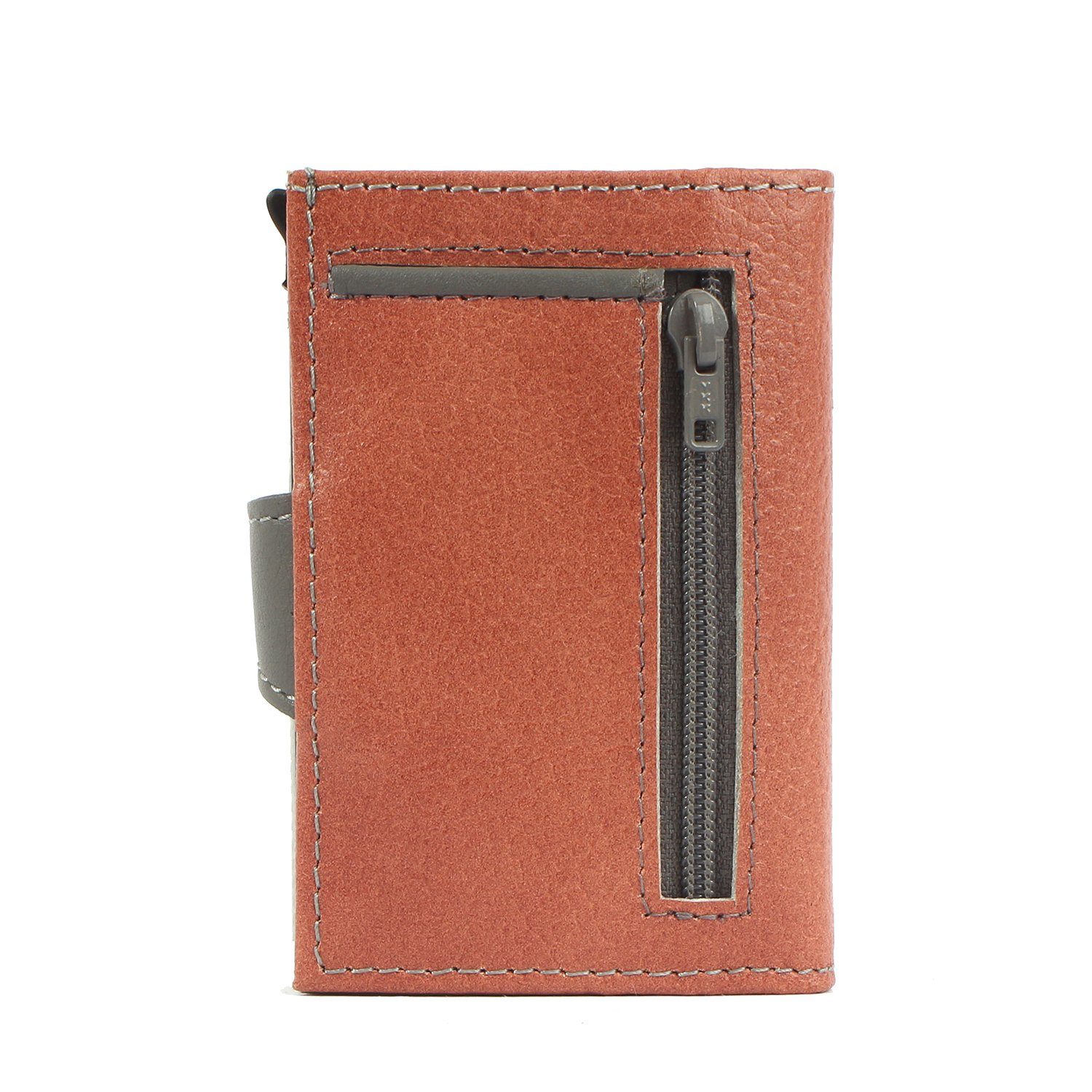 Kreditkartenbörse leather, noonyu Mini Geldbörse Leder single Margelisch aus Upcycling salmon