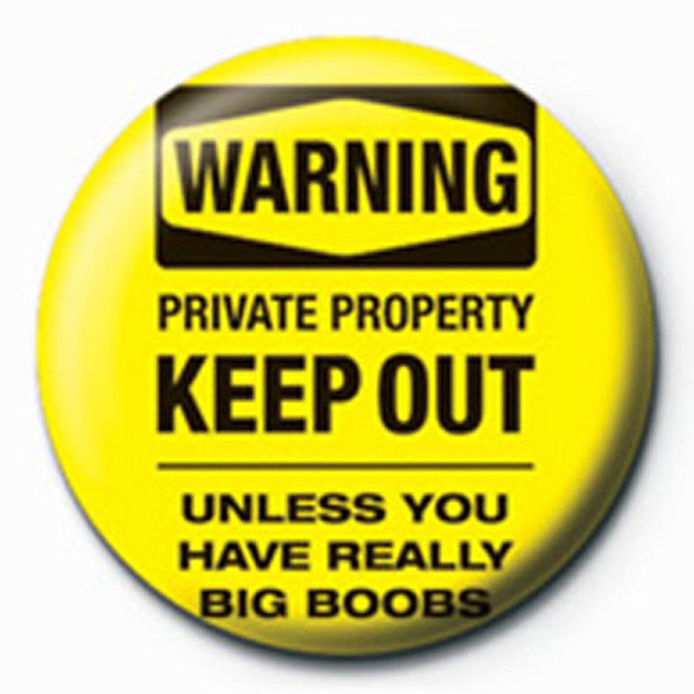 Button Fun - Button Badge - Warning - Boobs