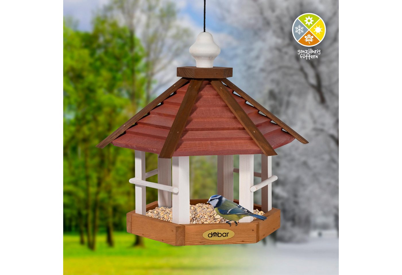 Thumbnail - dobar Vogelhaus Vogelhaus "Herbstfrüchte" zum Aufhängen, Futterhaus, ca. 33,5x29x34cm