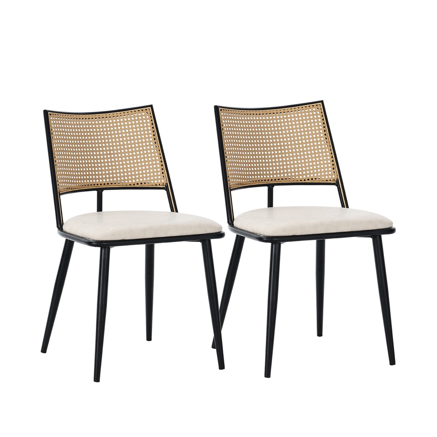 ANYSUN Esszimmerstuhl Küchenstuhl mit Rattan-Rückenlehne, Polsterstuhl (Schminkstuhl,Luxusstuhl,Rattan-Loungesessel, 2 St), im Französischen Stil, für Wohnzimmer, Esszimmer