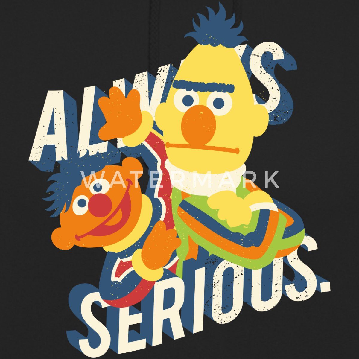 Spreadshirt Hoodie Sesamstraße Always Serious Unisex Hoodie (1-tlg) Unisex-Schnitt: Sitzt bei Männern körpernah, bei Frauen weit