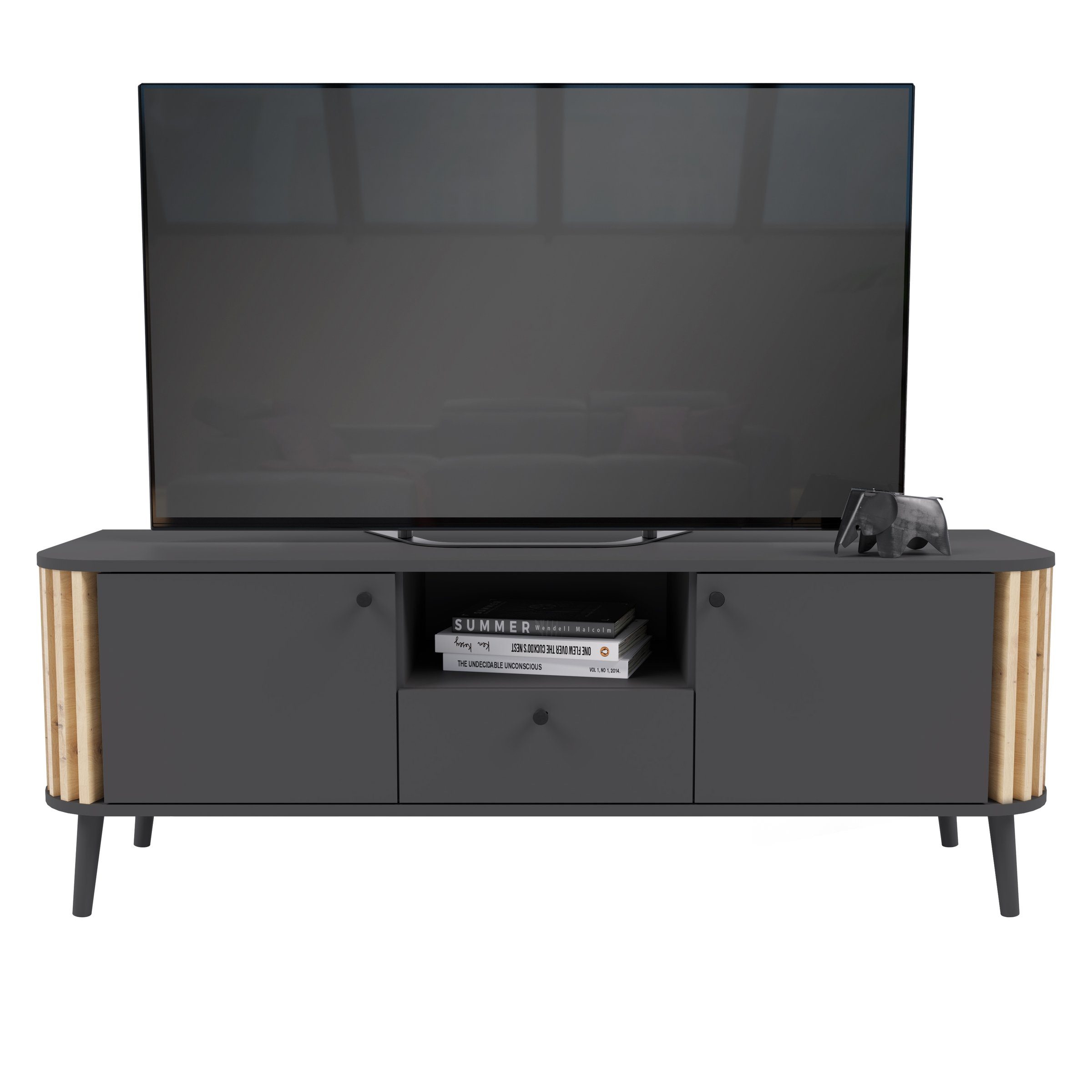 xonox.home Lowboard in grau mit 2 Türen und 3 Fächern. Abmessungen (BxHxT) 138x50x40 cm