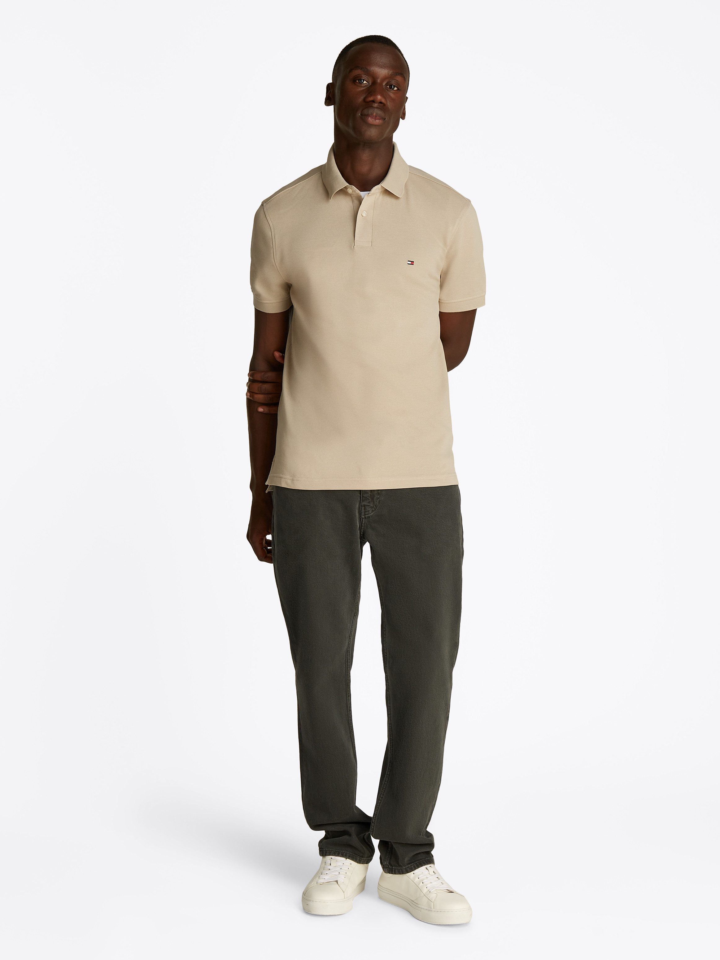 Tommy Hilfiger Poloshirt 1985 REGULAR POLO mit Kontraststreifen und Knopfleiste unifarben, sportlich, regular fit, Baumwollmix, Polokragen