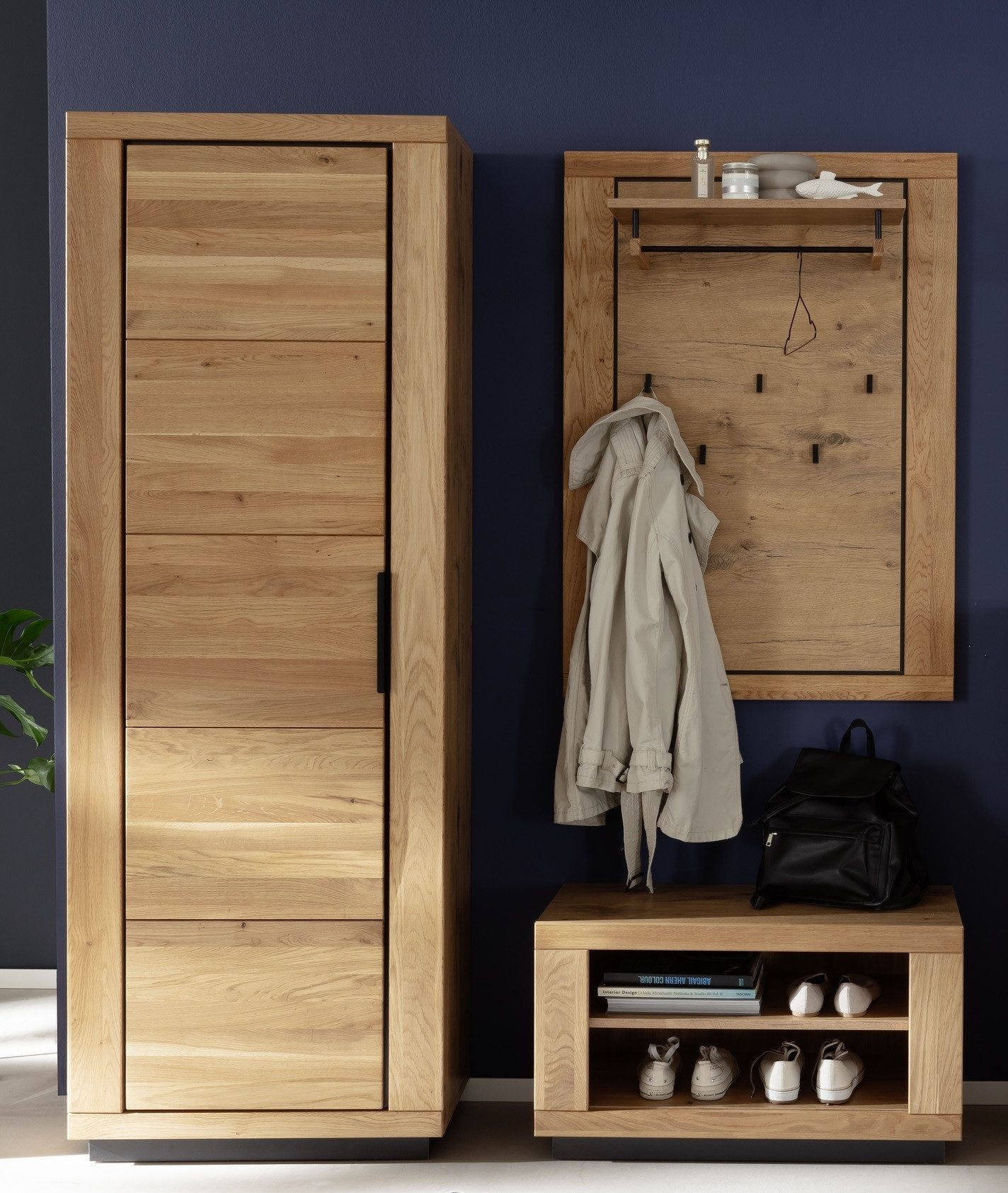 freiraum Garderoben-Set Greno, (3-teilig) Massivholzfront - Teilmassiv - 150x200,5x40 (BxHxT)