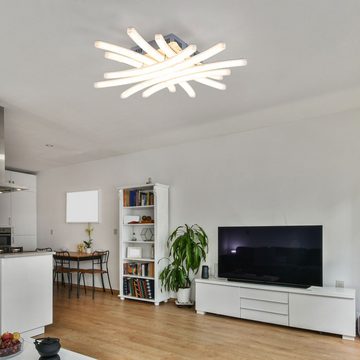 etc-shop LED Deckenleuchte, LED-Leuchtmittel fest verbaut, Warmweiß, Deckenleuchte Chrom Wohnzimmerleuchte Decke Modern Deckenlampe