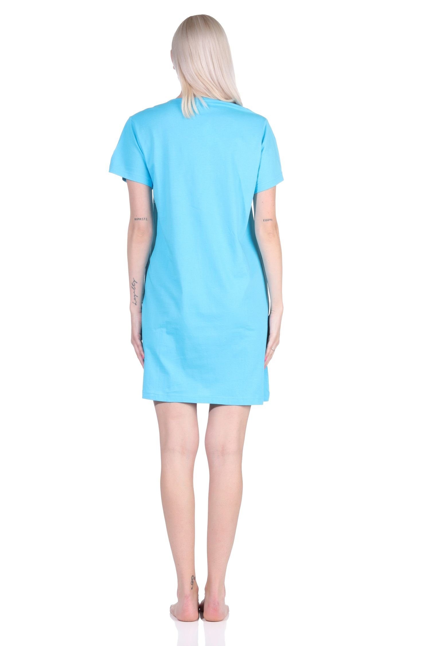 kurzarm 2er in Damen Pack Nachthemd Nachthemd Schlafshirt Designs farbenfrohen Normann