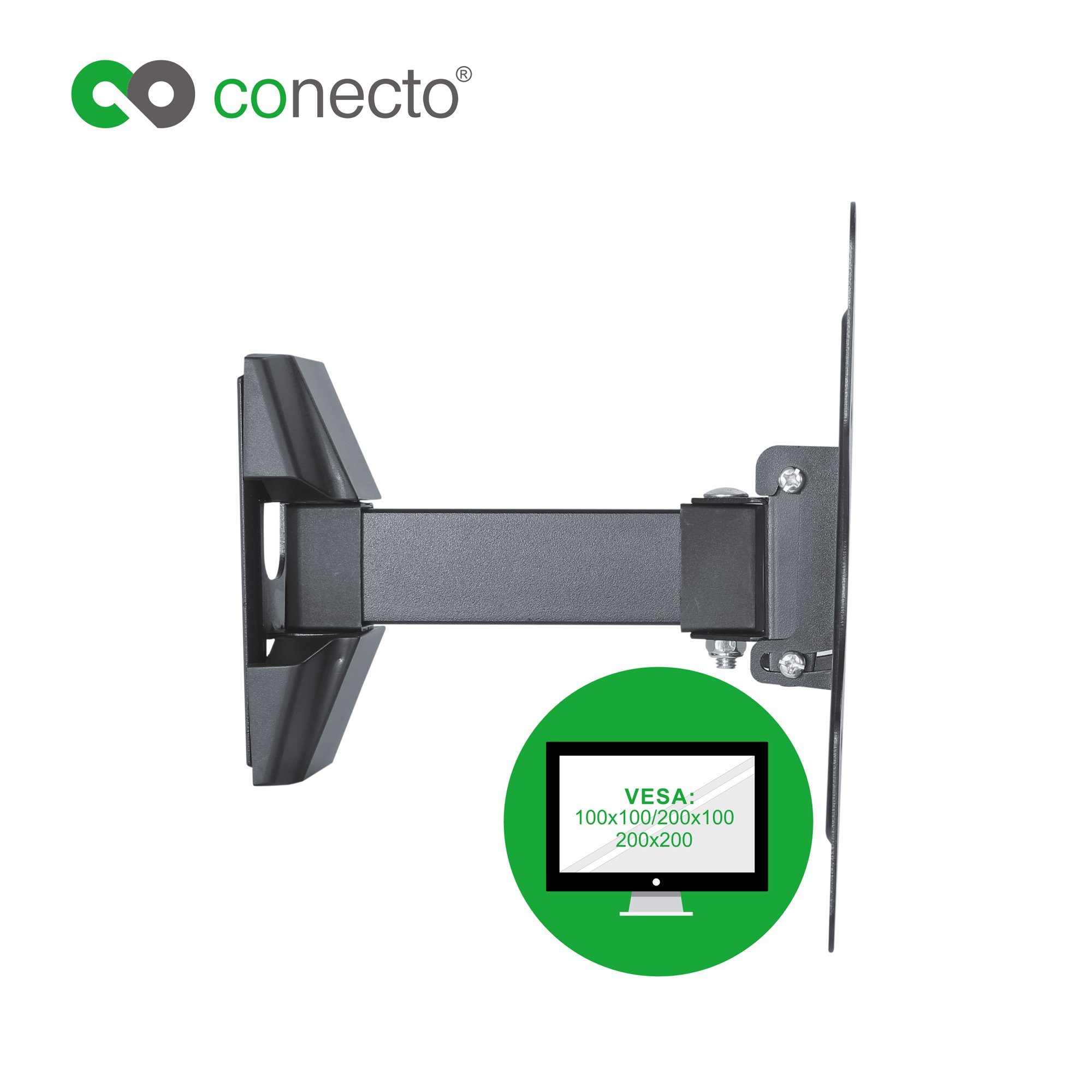 conecto TV-Wandhalterung TV Wandhalter für LCD LED Fernseher & Monitor, (bis 42 Zoll, inklusive HDMI-Kabel und Klett-Kabelbinder, neigbar, schwenkbar)