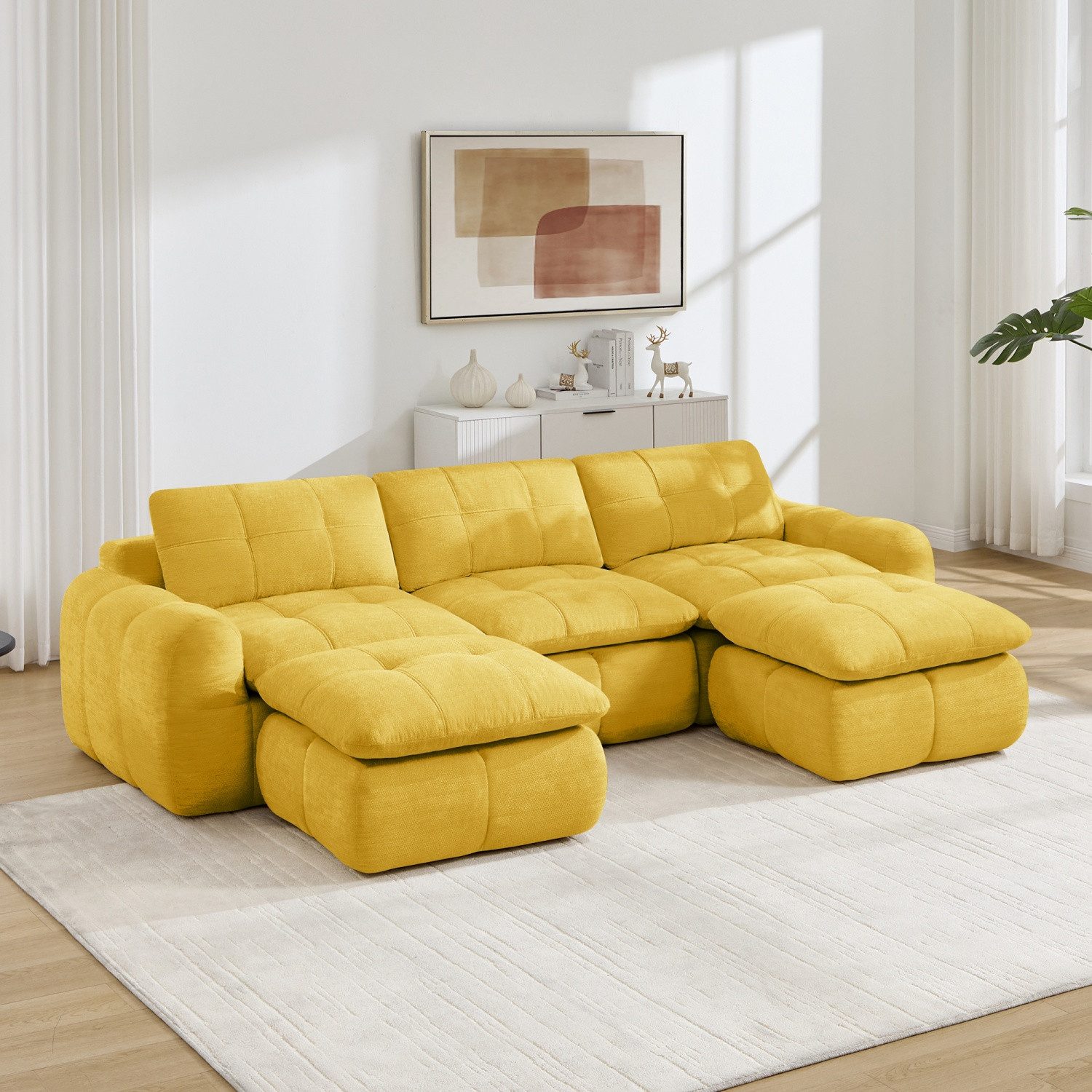 ANYSUN 2-Sitzer modular kombinierbar Polstersofa Chaiselongue Mehrfarbig, Ecksofa, 32D hochdichter Schaumstoff, Chenille Schlafsofa, tiefe Sitzfläche,minimalistisch,für Wohnung, Wohnzimmer & Schlafzimmer