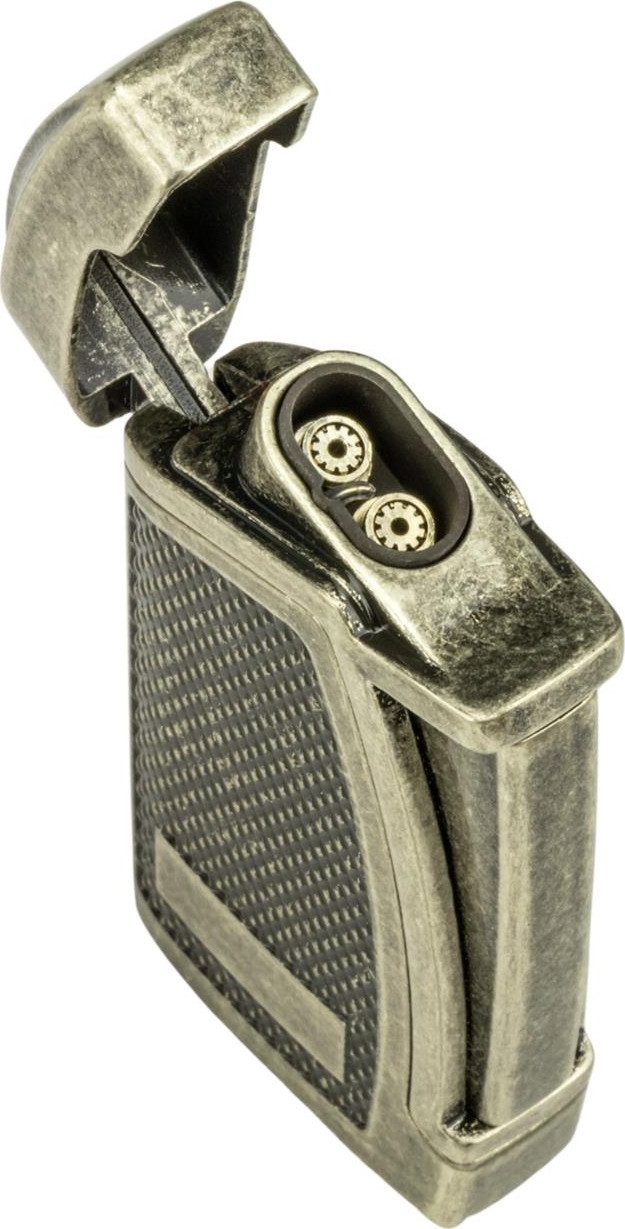 Passatore Feuerzeug Zigarren Feuerzeug Bogota 2-Flammen Jet Silber Antik Finish