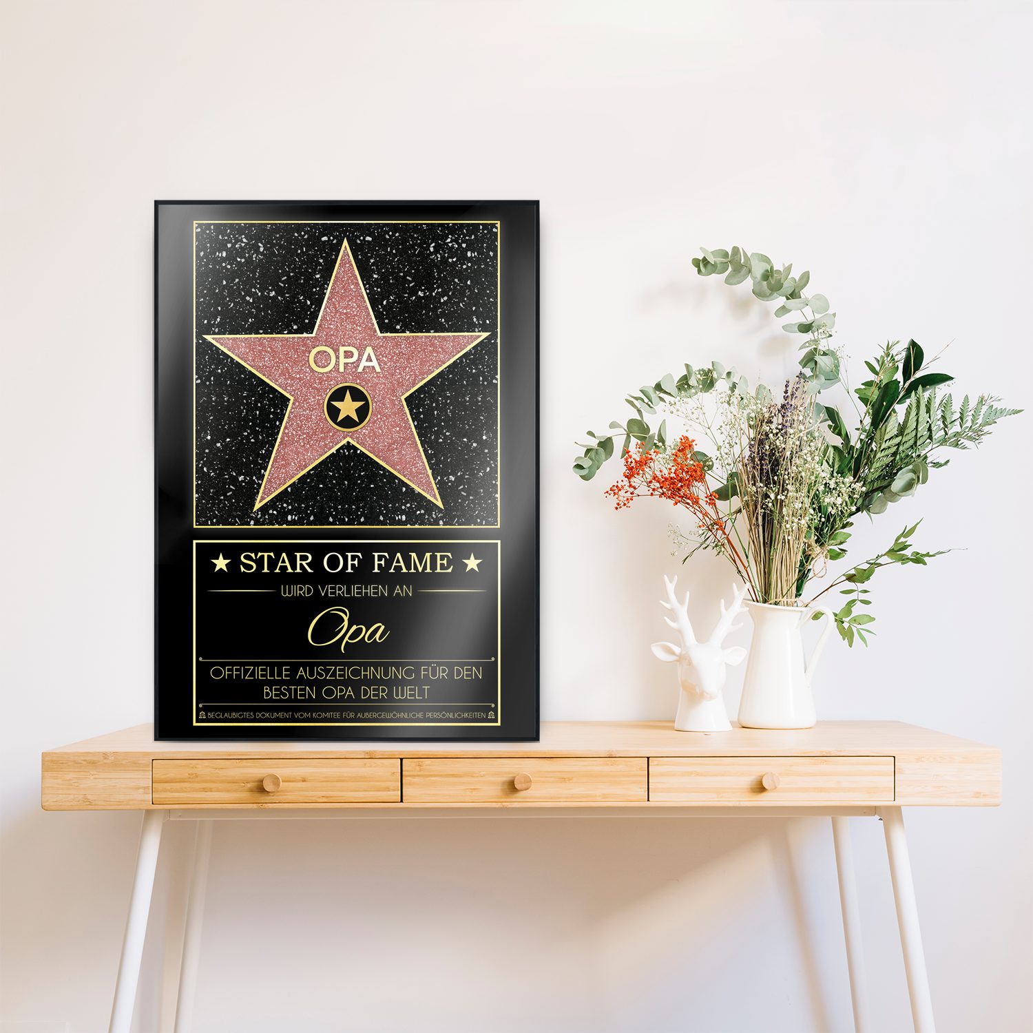 Tigerlino Poster Opa Hollywood Stern Walk of Fame Urkunde Geburtstag Geschenk Vatertag