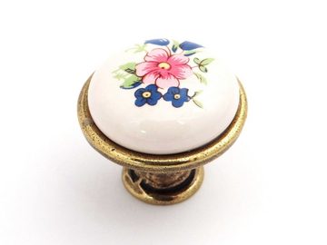 SO-TECH® Möbelknopf Porzellanknopf KARI Messing Antik mit verschiedenen Dekoren, antik vintage Landhausstil - incl. Schraube