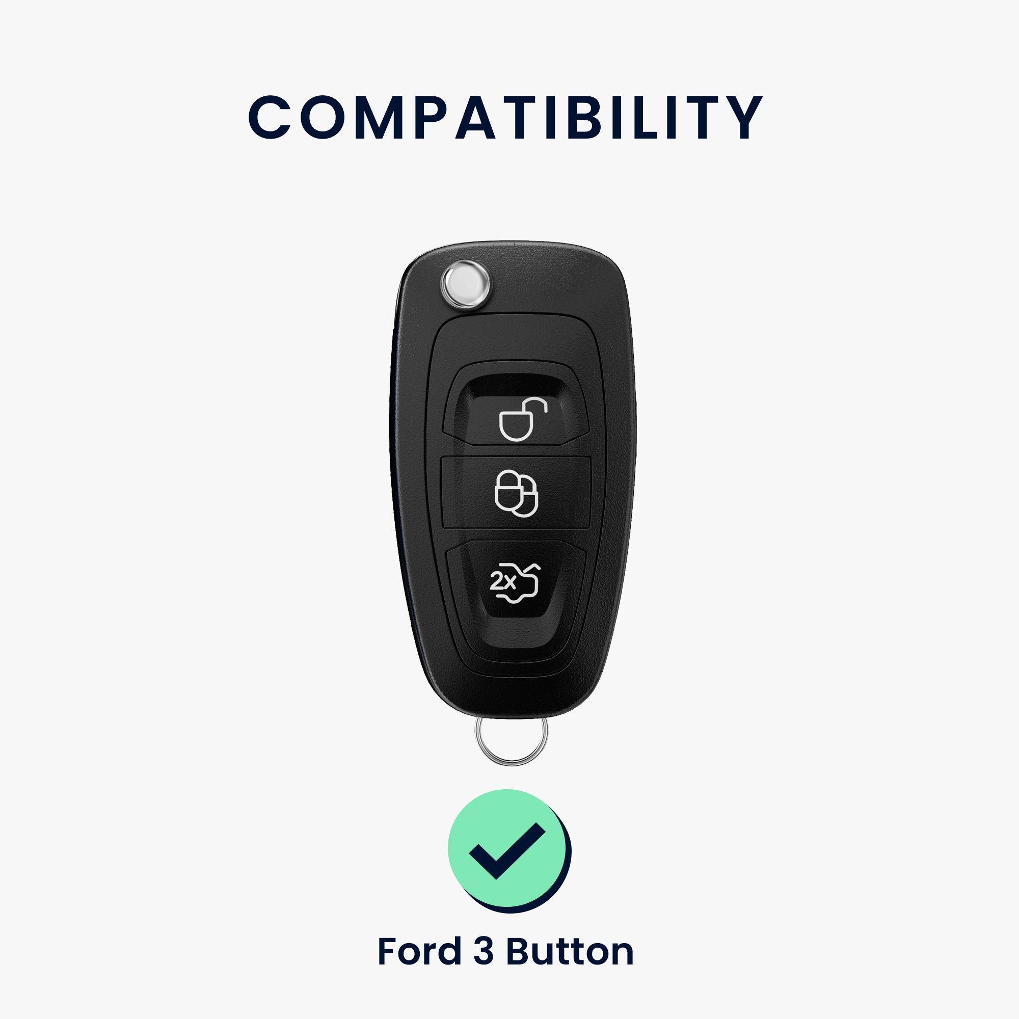 Autoschlüssel, Ford Klapp Hülle Autoschlüssel Case Schutzhülle Schlüsseltasche - für 3-Tasten Cover Schlüsselhülle Hardcover kwmobile