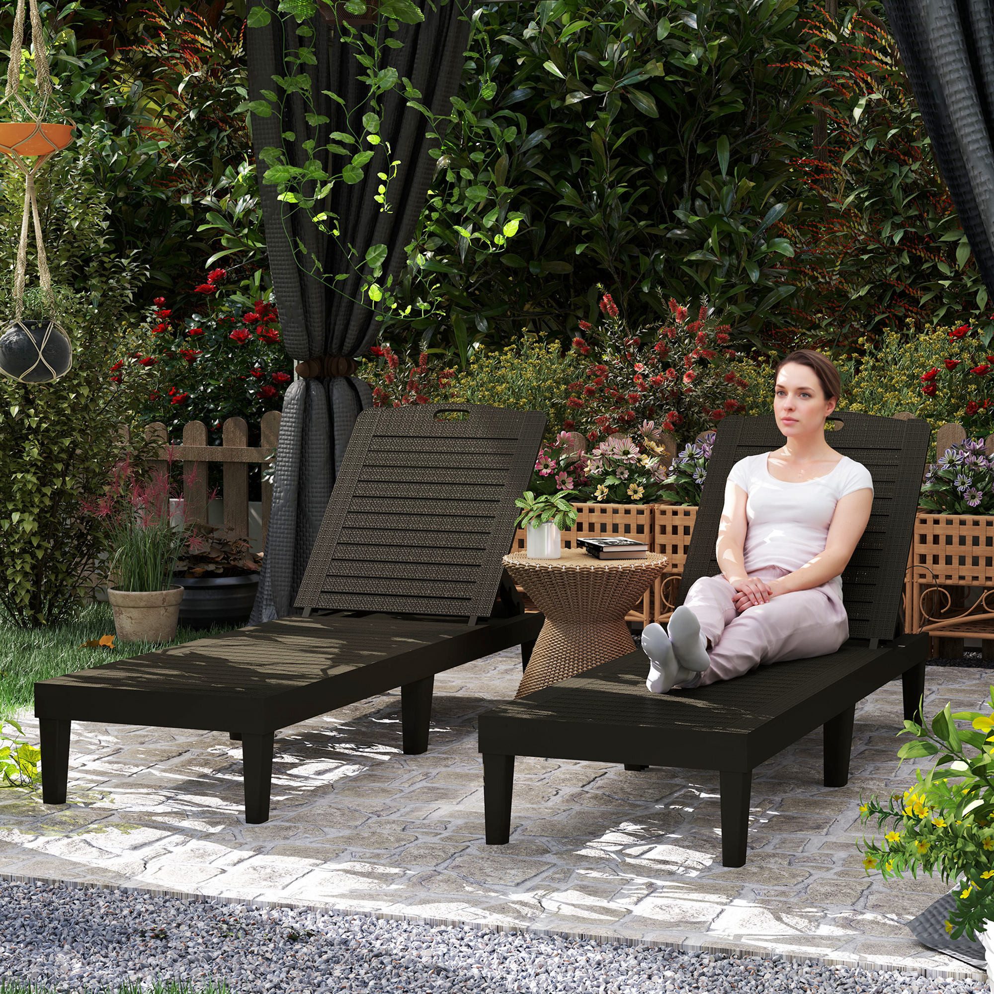 Outsunny Gartenliege mit 4-Fach höhenverstellbarer Rückenlehne, günstig online kaufen