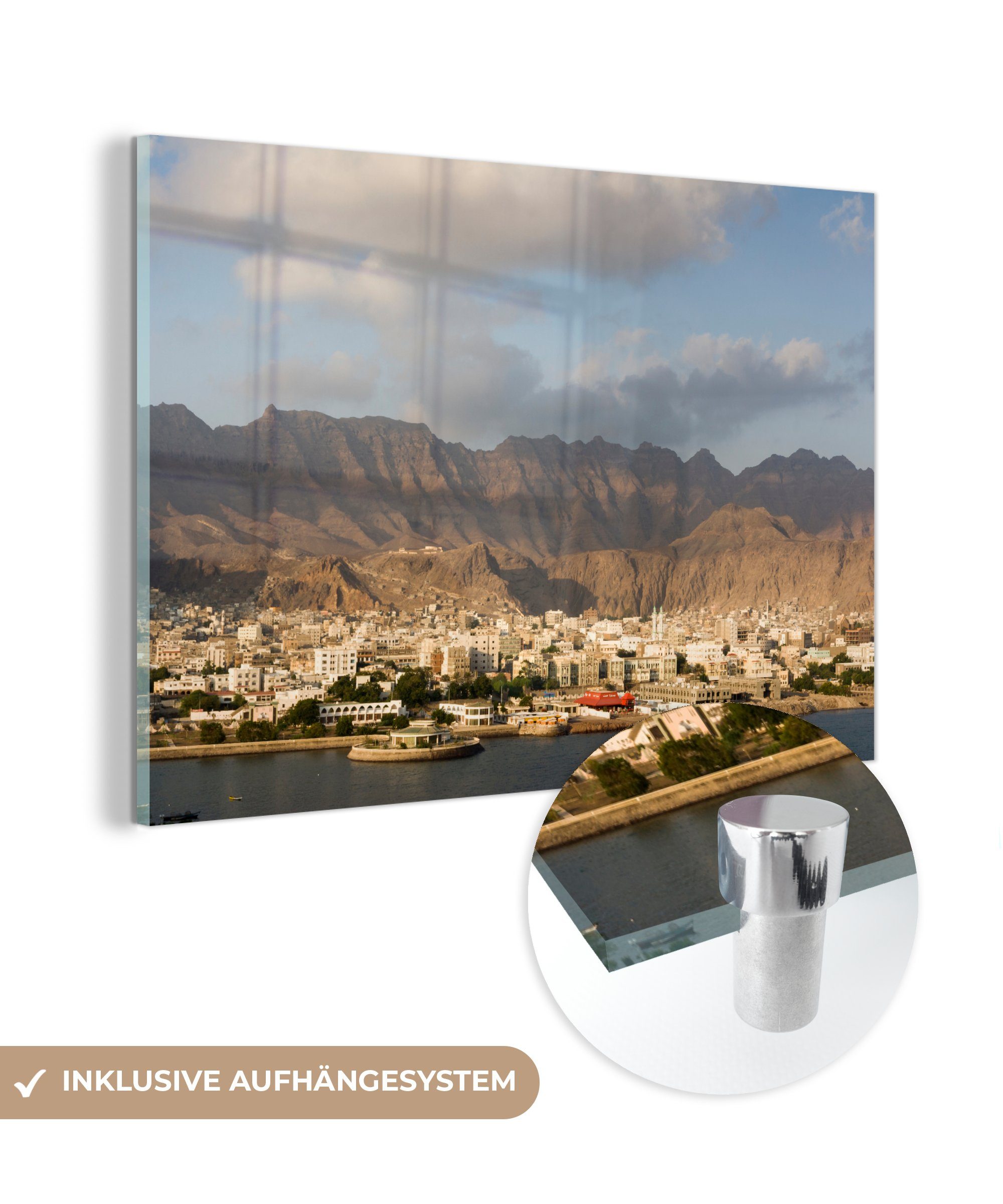 MuchoWow St), Alte (1 Schlafzimmer Acrylglasbilder Stadt im Jemen, & Wohnzimmer Acrylglasbild