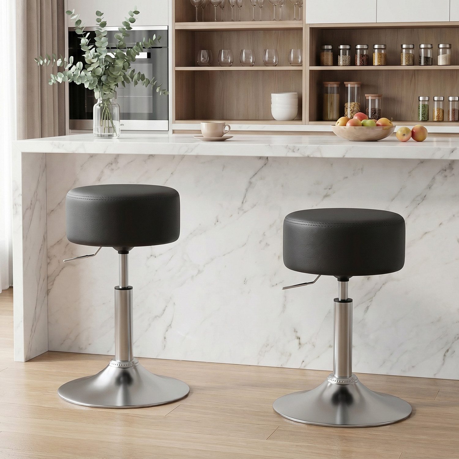 HOMALL Barhocker Höhenverstellbarer, um 360° drehbarer Friseurstuhl Drehstühle (1 St/2 St Barhocker und Schminkstuihle mit doppelter Polsterung, geeignet fur Schminktische, Schlafzimmer, Arbeitszimmer und Esszimmer)