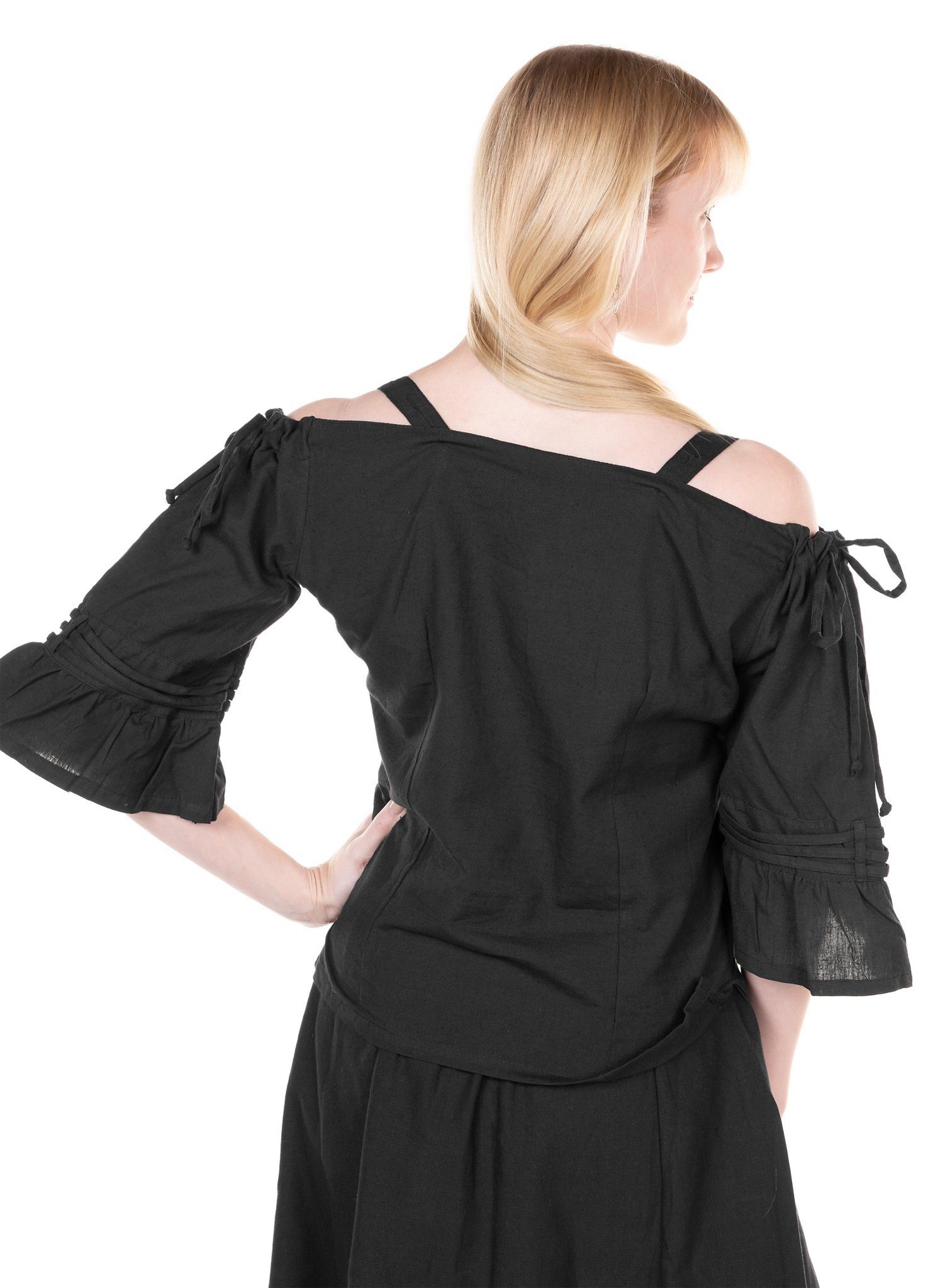 Metamorph Hexen-Kostüm Schulterfreie Halbarm-Bluse schwarz, Hochwertige und authentische Mittelalterkleidung zu unschlagbar günst