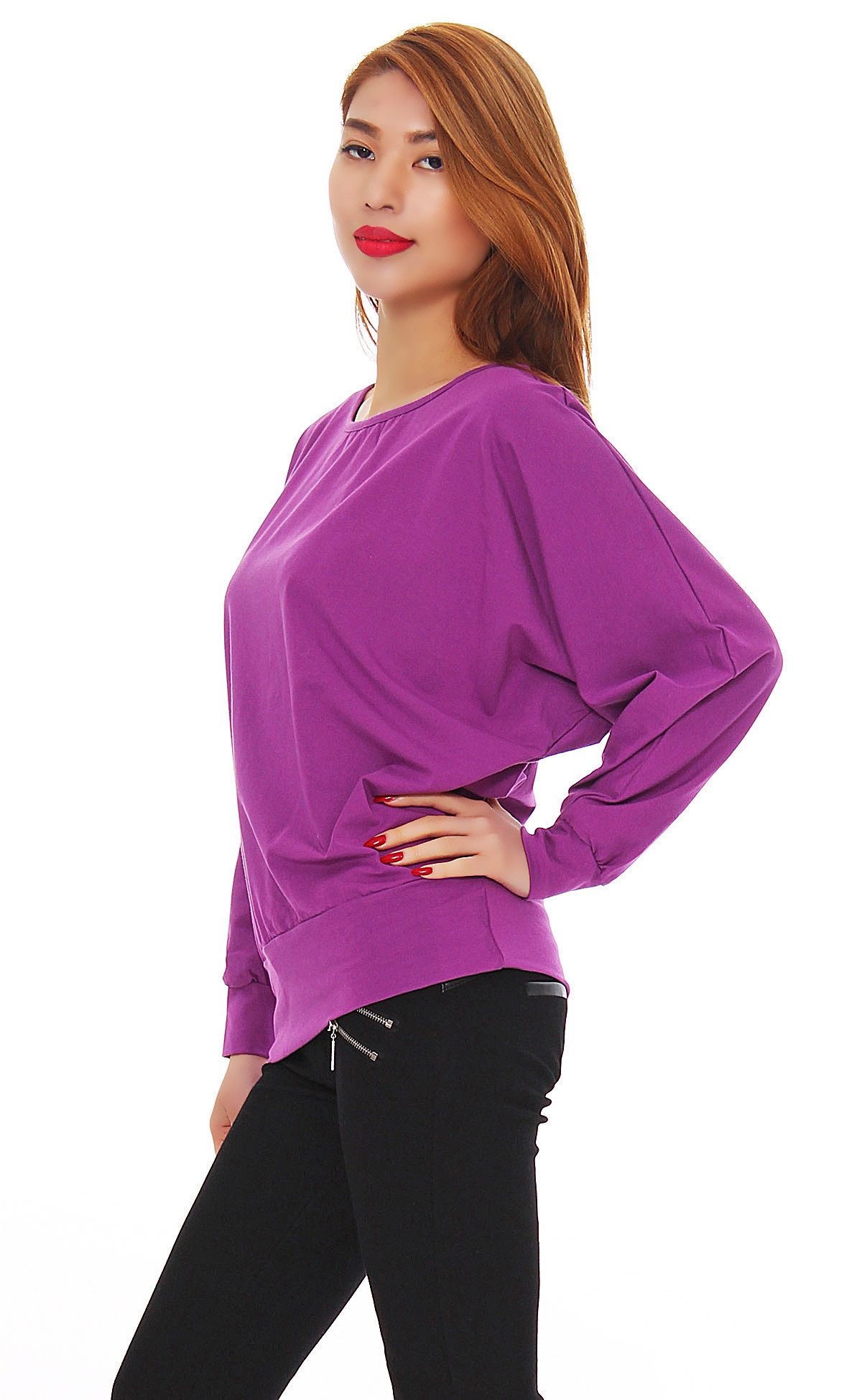 Mississhop Langarmshirt Damen-Sweatshirt mit Fledermausärmeln Ida günstig online kaufen