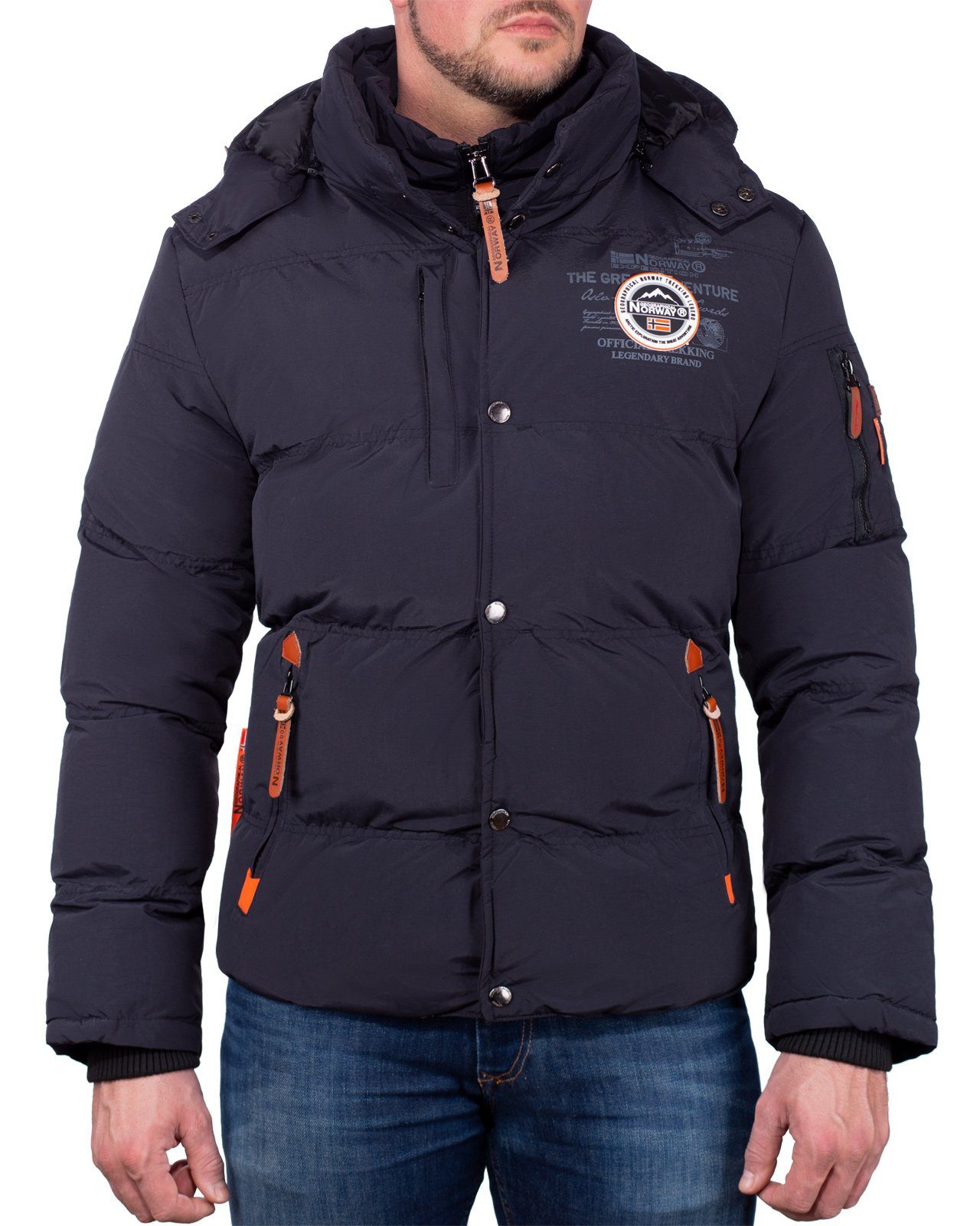 Norway Herren Outdoor (1-St) Geographical Kapuze Jacke mit baverveine Winterjacke schwarz