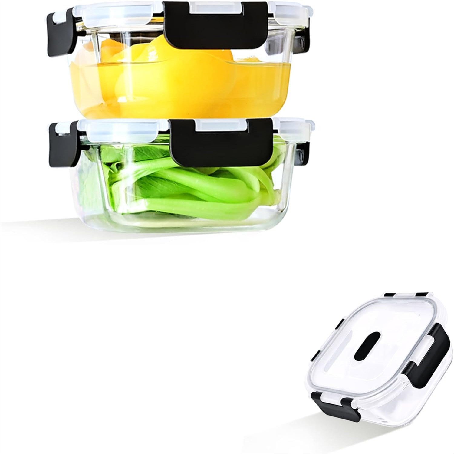KingLux Frischhaltedose Meal Prep Boxen Glas,Vorratsbehälter Glas, Glasbehälter Mit Deckel, Borosilikatglas, (2-tlg)