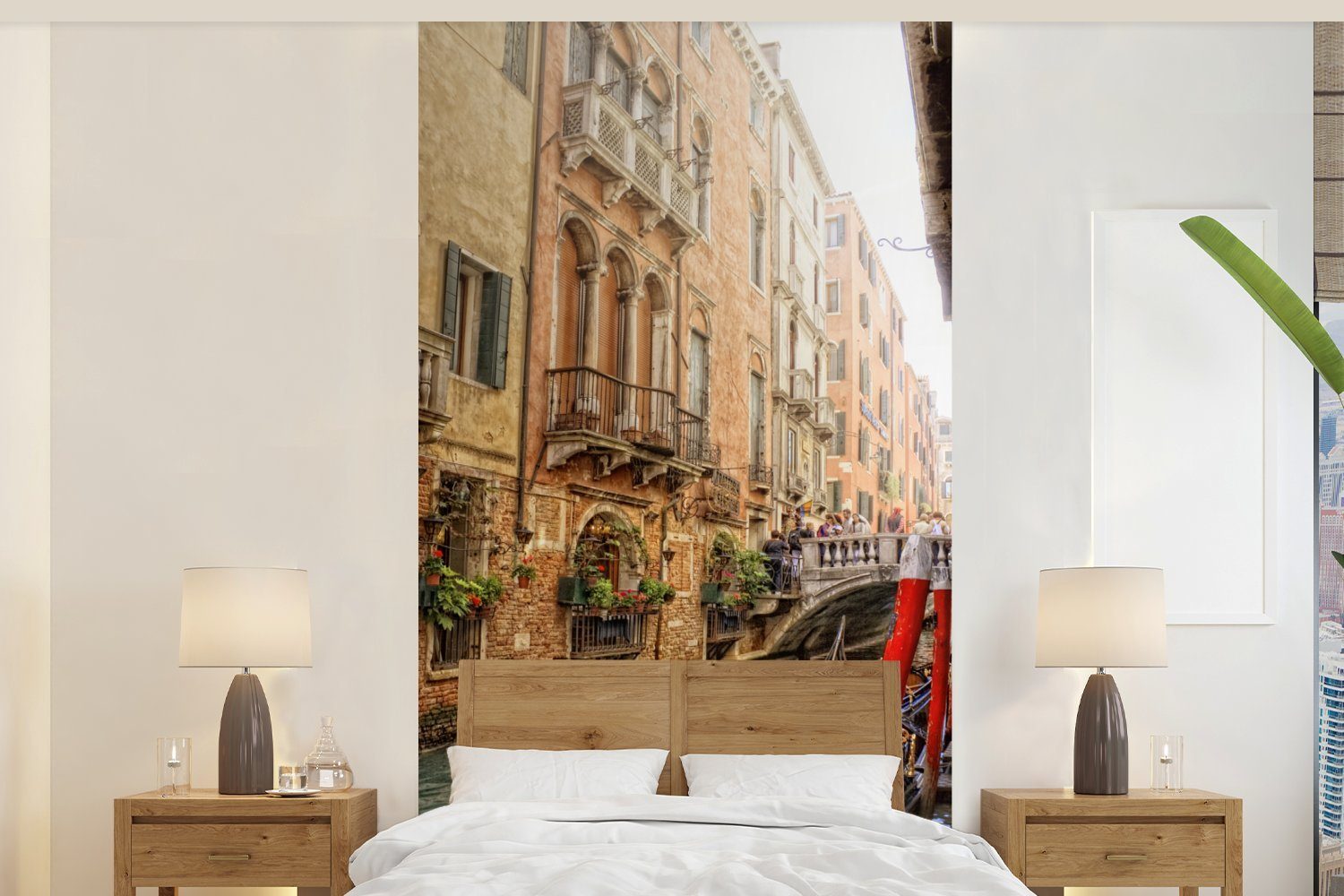 MuchoWow Fototapete Venedig - Italien bedruckt, Schlafzimmer (2 für Fototapete St), Küche, Gondel, Wohnzimmer Vliestapete - Matt