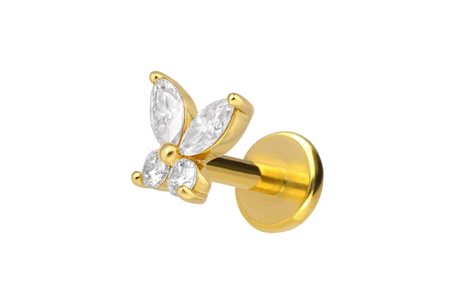 PIERCINGLINE Piercing-Set Titan Labret mit Innengewinde + 925er Silber Aufsatz (Labrets, 1-tlg)