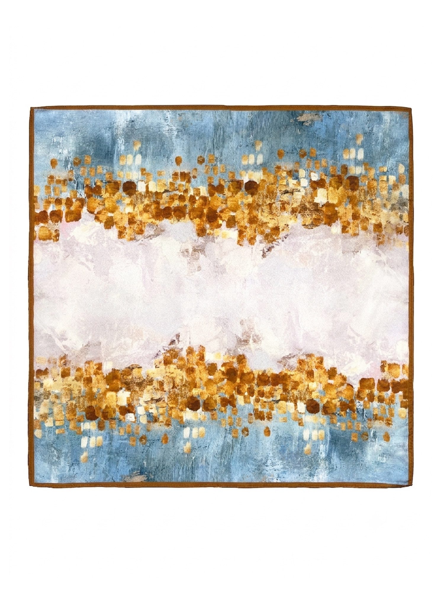Vivi Idee Seidentuch 100% Maulbeerseide Halstuch Damen Abstrakte Goldlichter, Quadratisches 53x53 cm Halstuch, bedrucktes Seidenschal – Bild 2 von 3