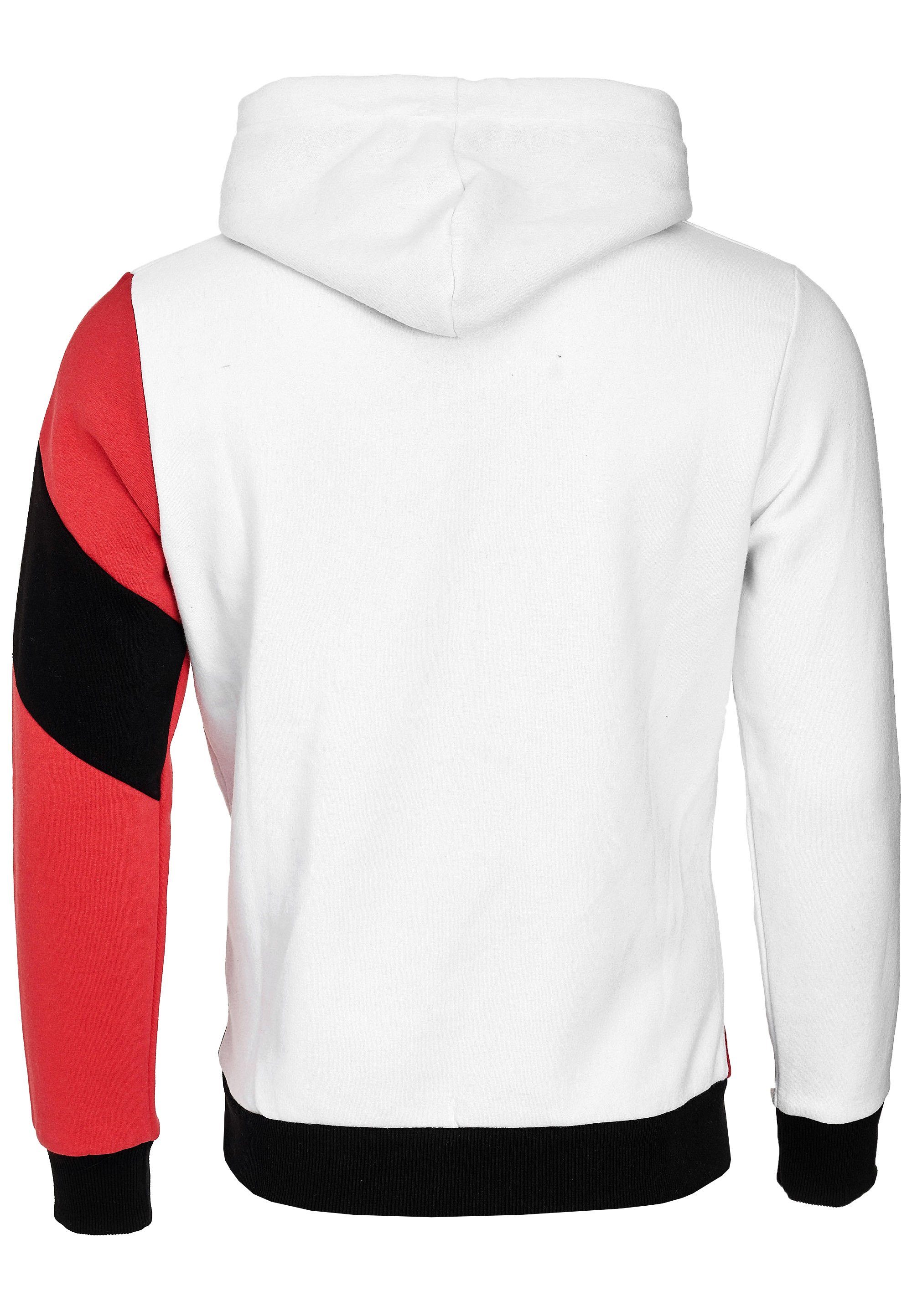 in Kapuzensweatshirt weiß-rot sportlichem Rusty Design Neal