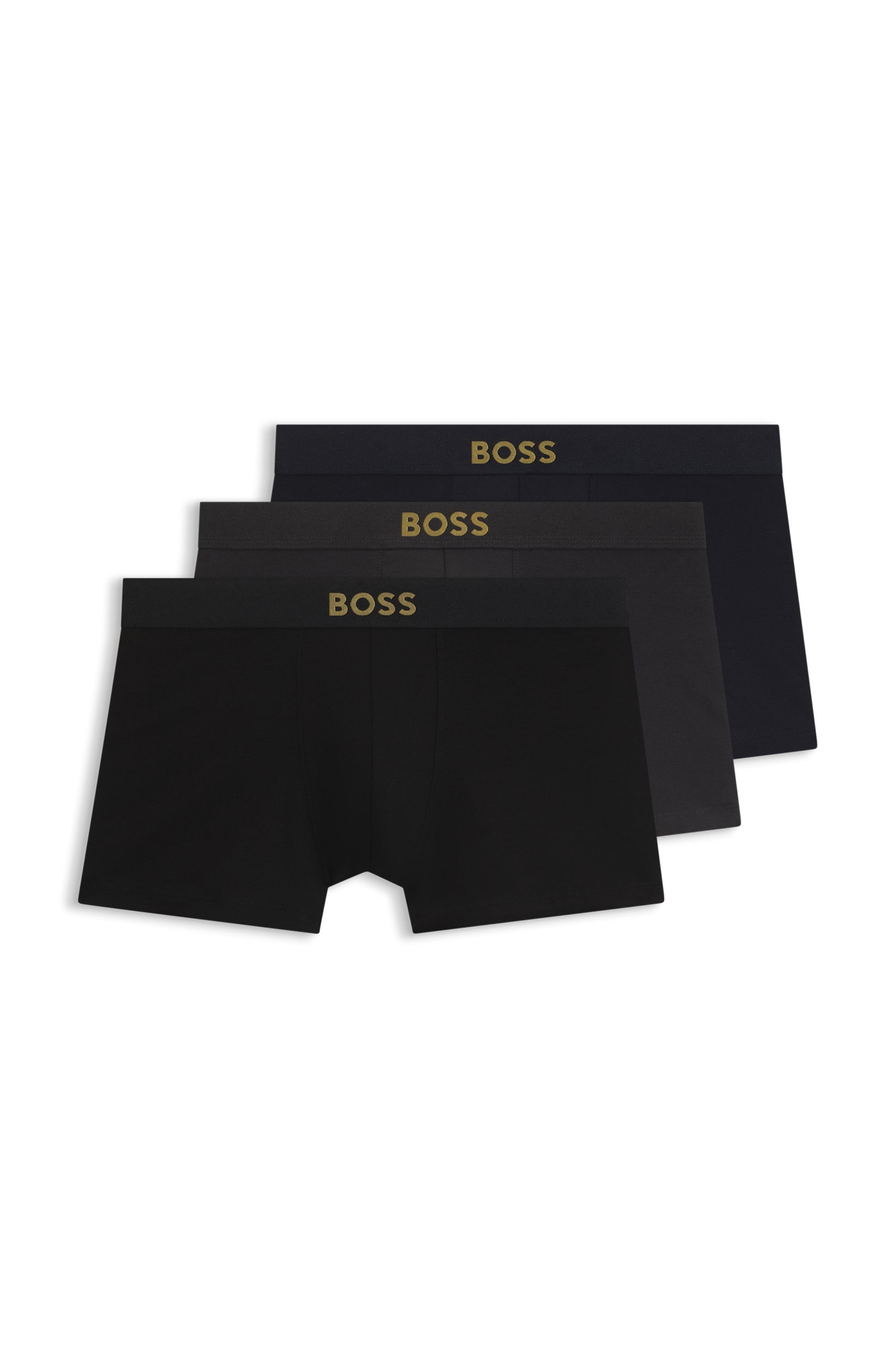 BOSS Trunk 3P Gold Logo G (3-St) aus Stretch-Baumwolle in Geschenkbox