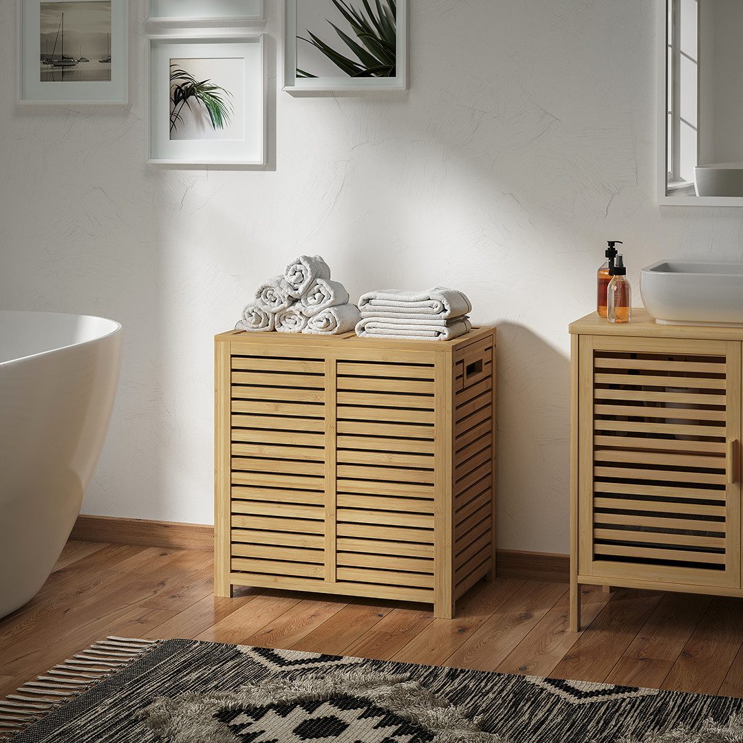 Bellamio Wäschekorb Newa aus Bambus mit Deckel (1 Fach 80 L), Wäschesäcke h günstig online kaufen