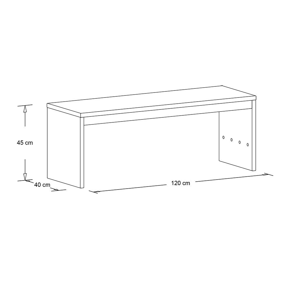 Lomadox Schuhbank CUENCA-137, 120 cm breit, Eiche Massivholz, 3 Schubkästen mit Rollen
