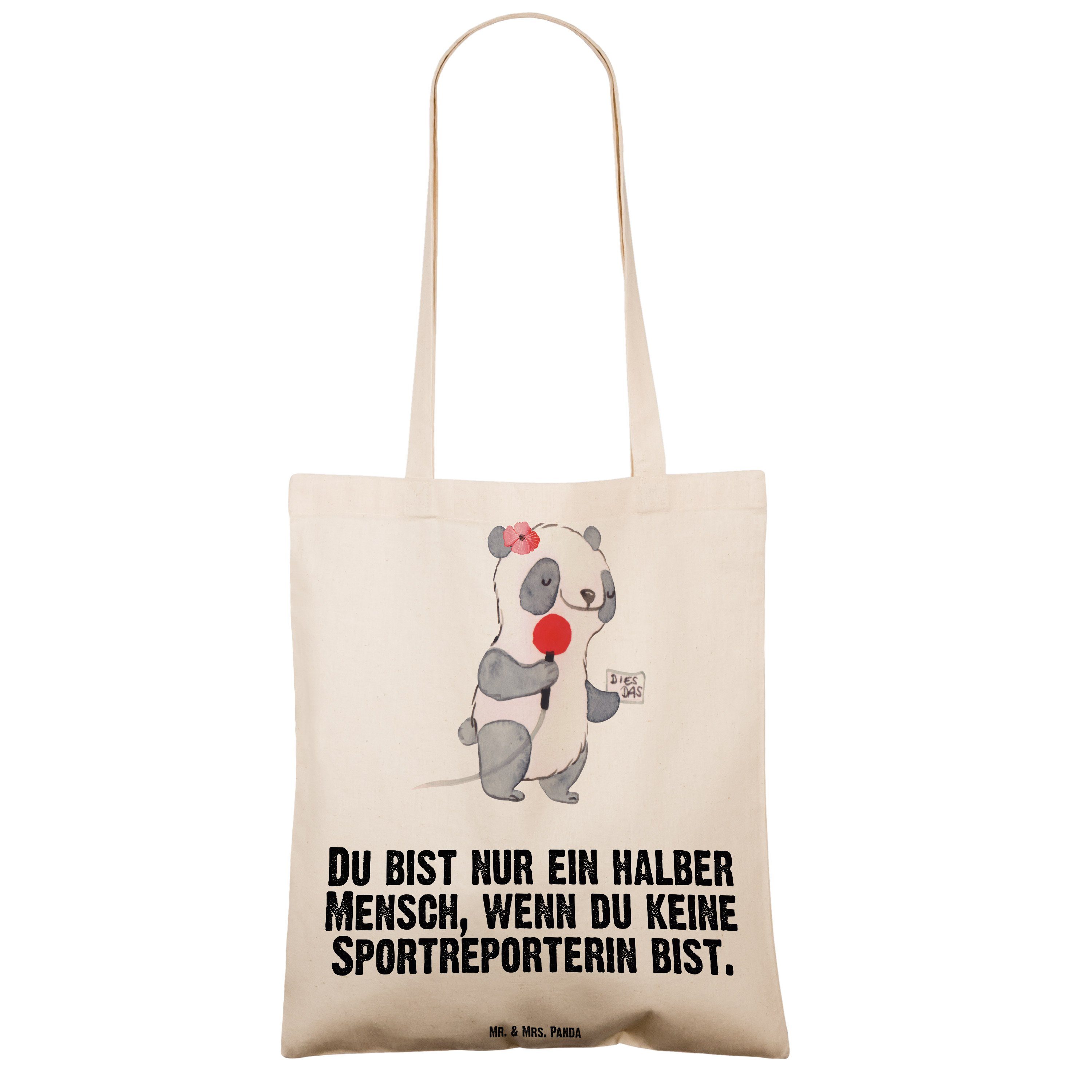 Mitarbeiter, Herz Transparent - & Mrs. Juteb Mr. mit Tragetasche (1-tlg) - Sportreporterin Geschenk, Panda